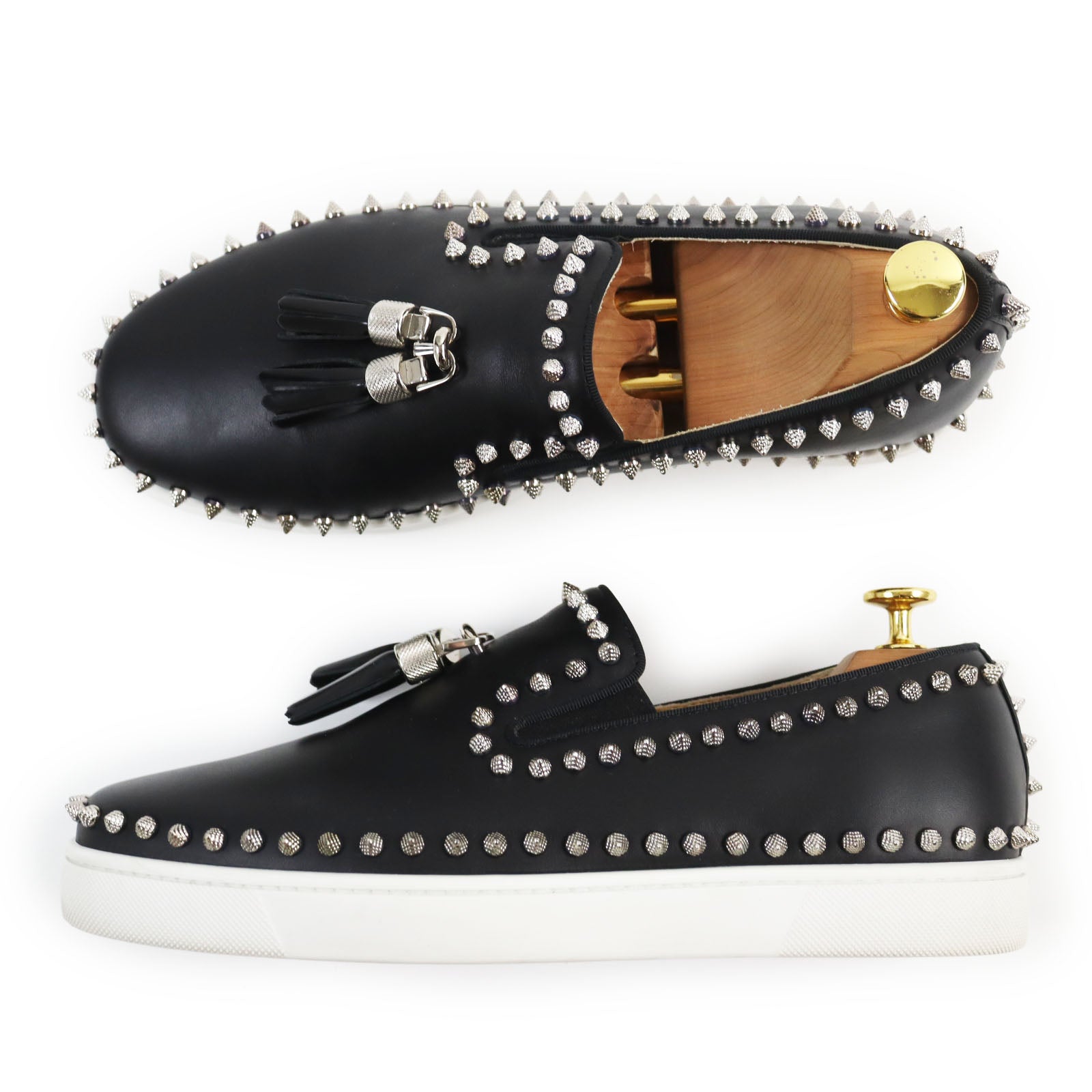 Christian Louboutin Leather Tassel Slip-ons Black 41