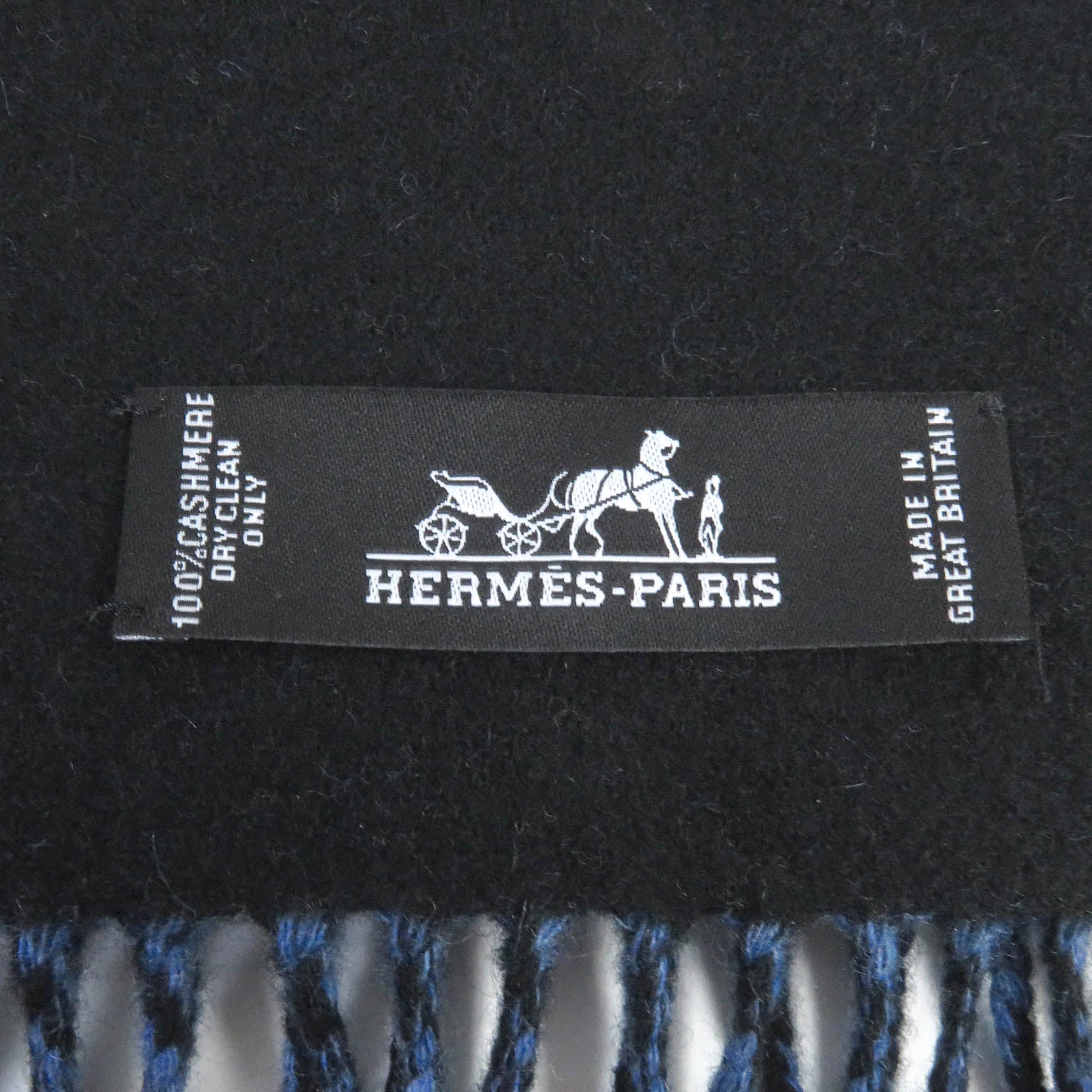 HERMES Cashmere Two-tone Fringe Scarf