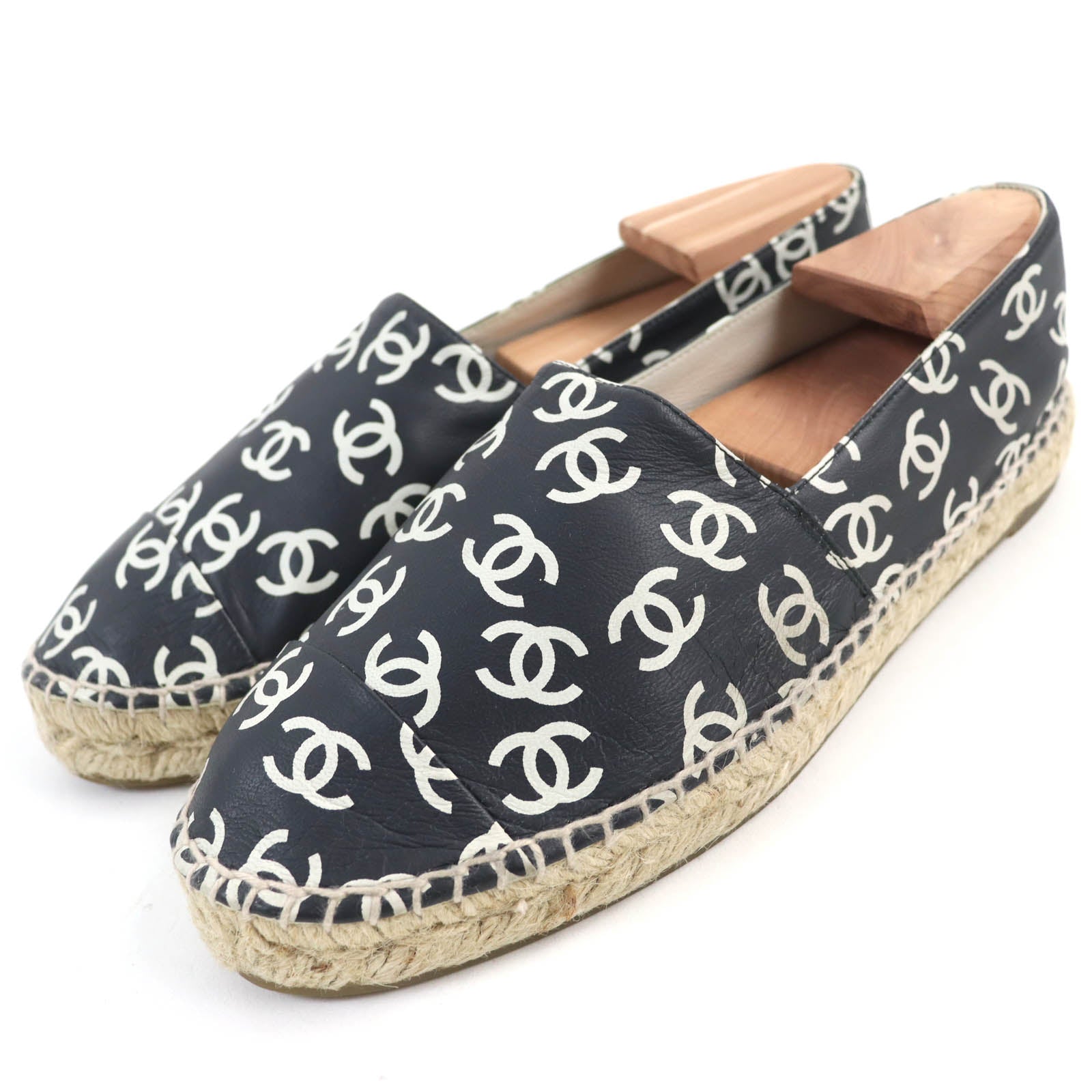 Chanel COCO Mark Espadrilles Leather Slip-ons 39