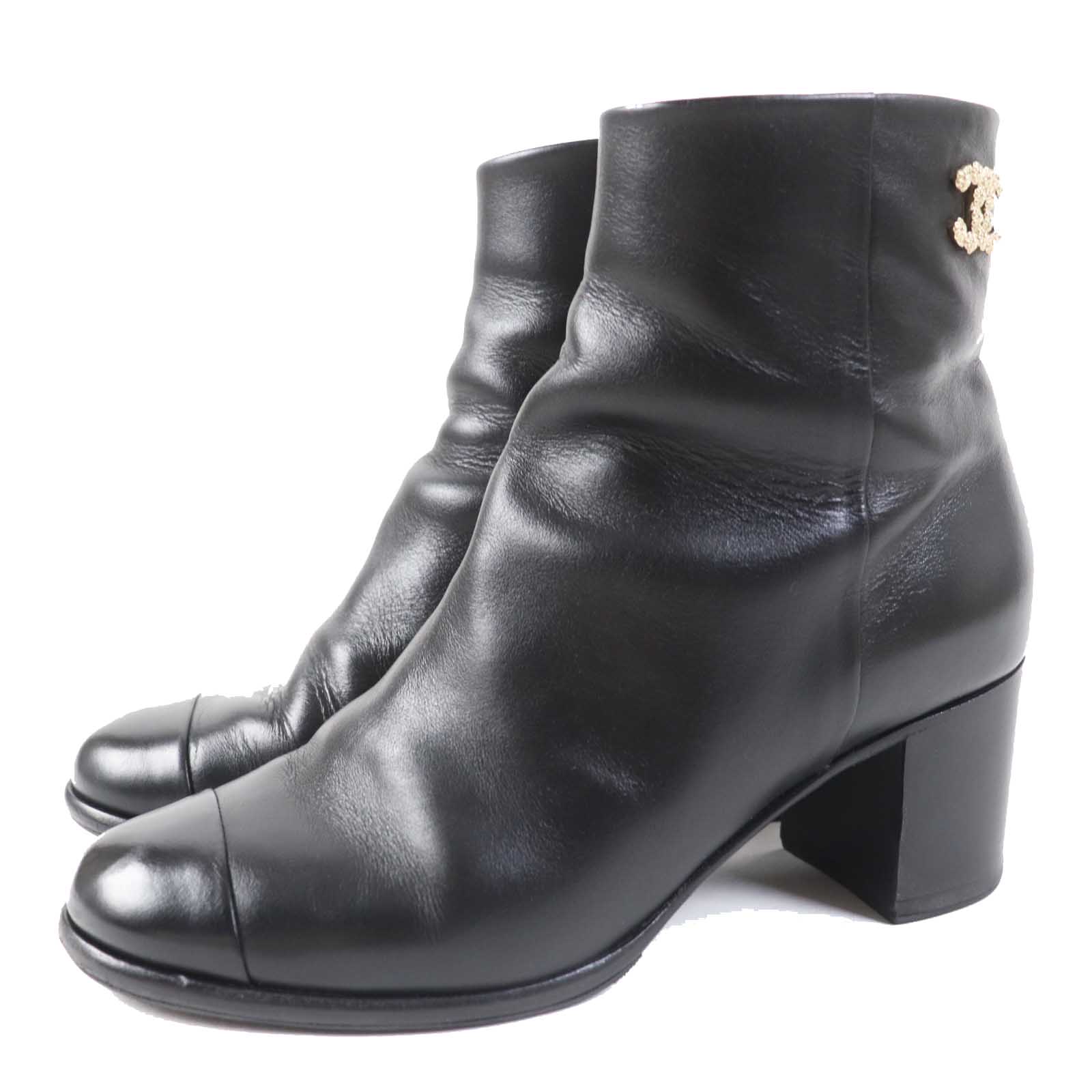 Chanel COCO Mark Side Zip Leather Boots