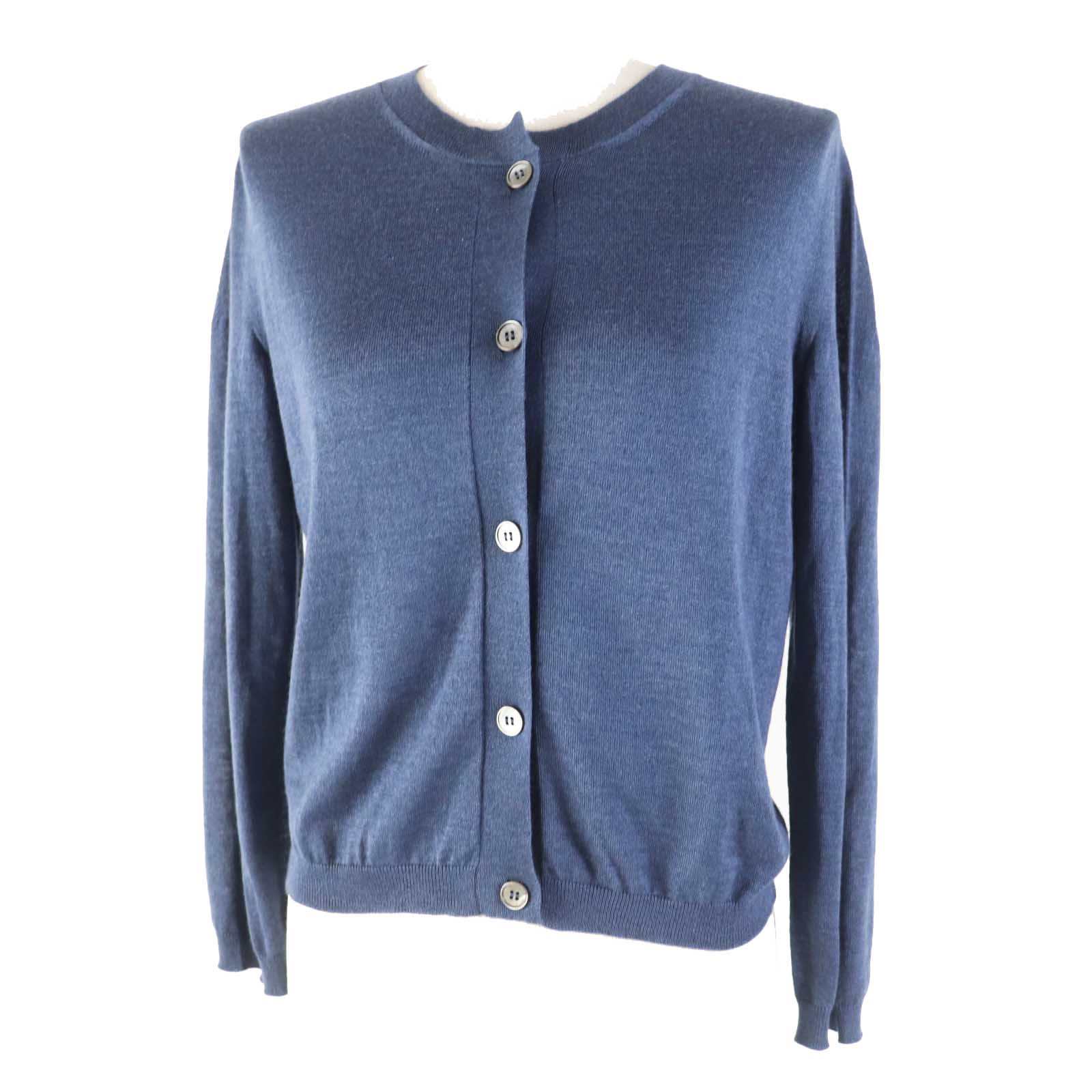 Jil Sander Wool Silk Knit Cardigan Blue Women