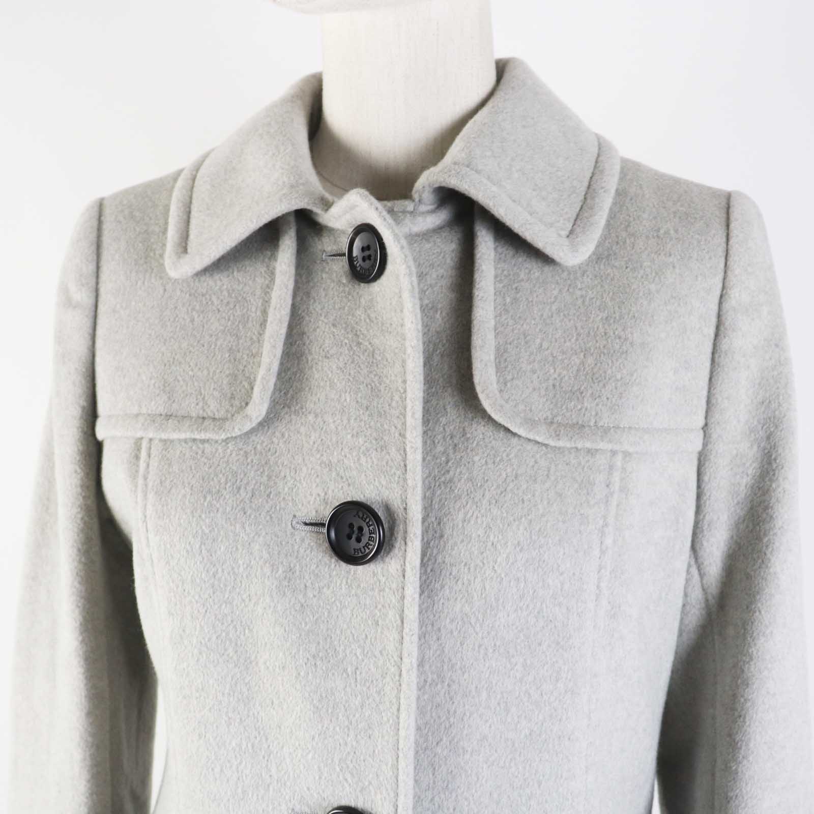 Burberry Angola Wool Coat Light Gray Women