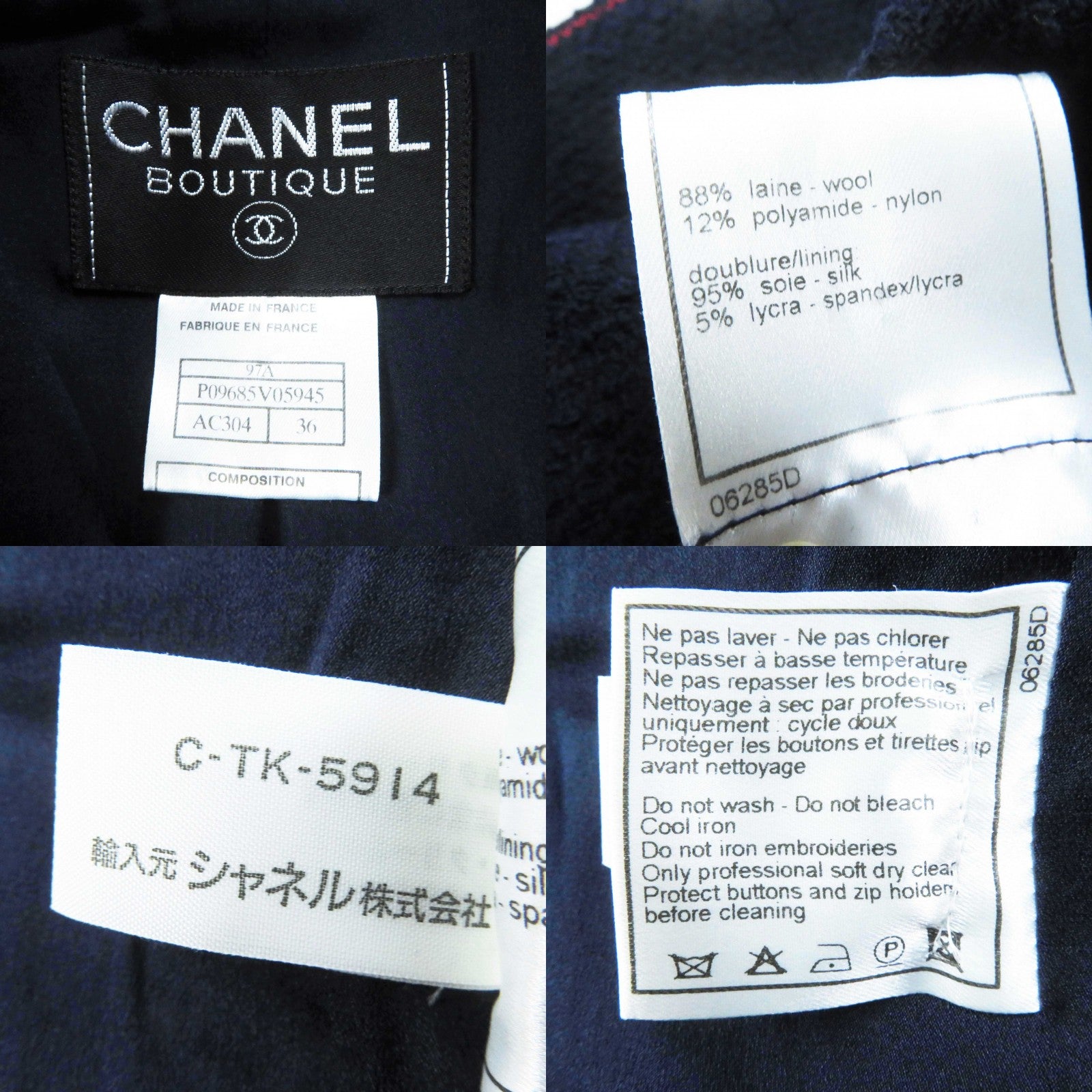 Chanel Vintage 97A Wool Nylon Tweed Setup Navy