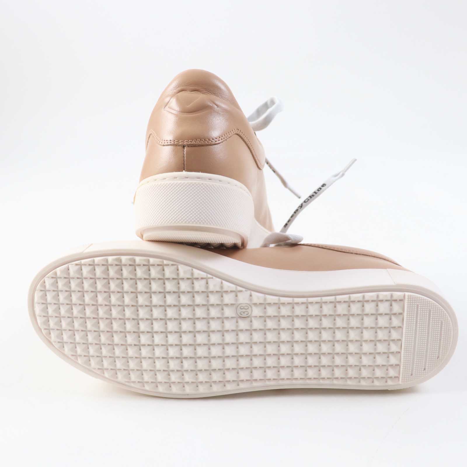 Chloe ESSIE Logo Leather Sneakers Beige 38