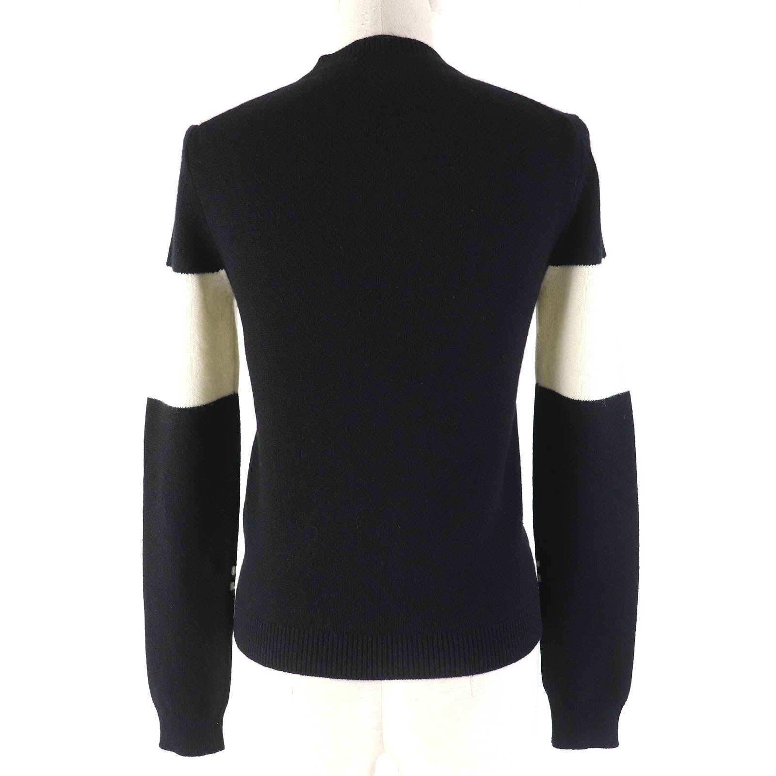 HERMES Cashmere Cardigan Black White 34 Women