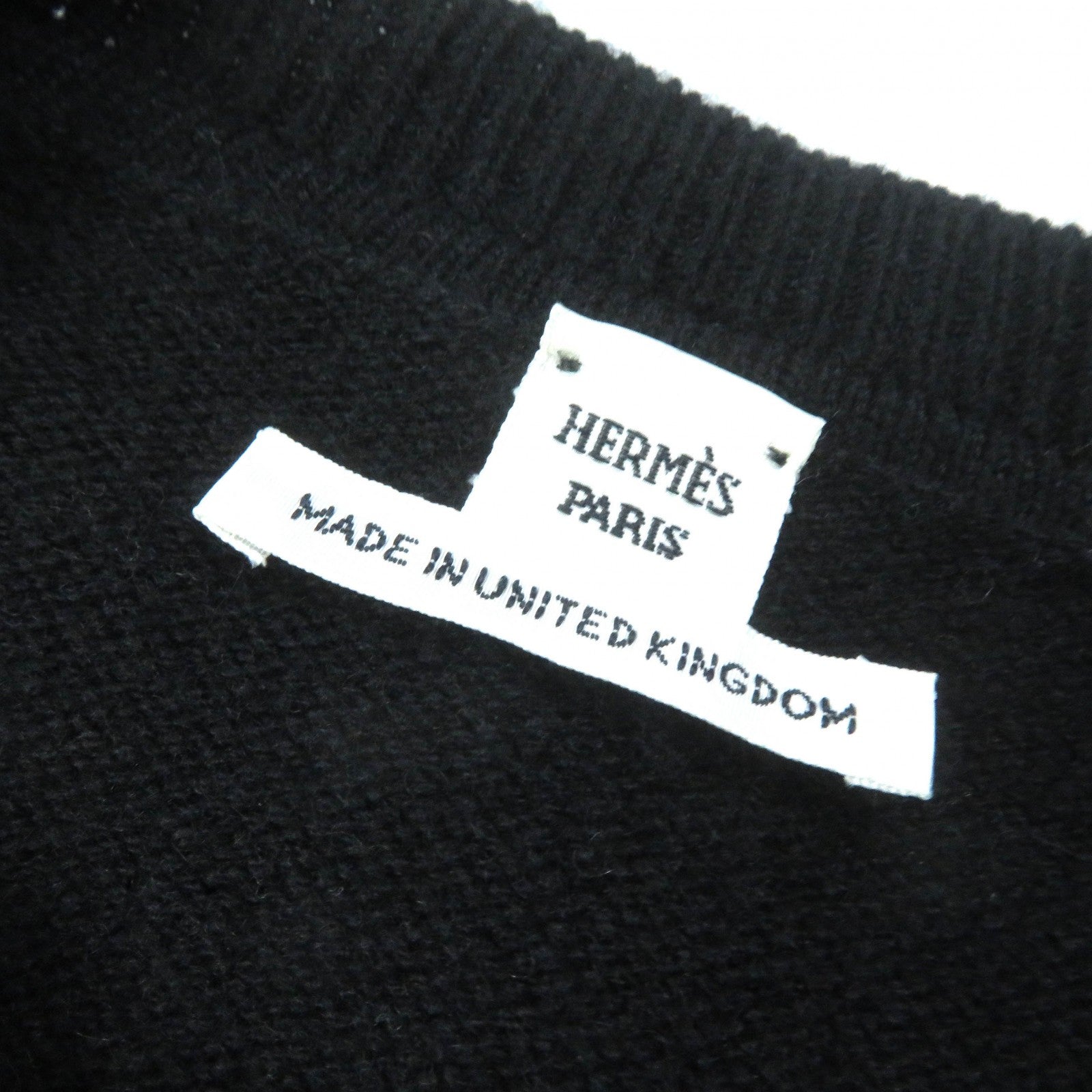 HERMES Cashmere Cardigan Black White 34 Women