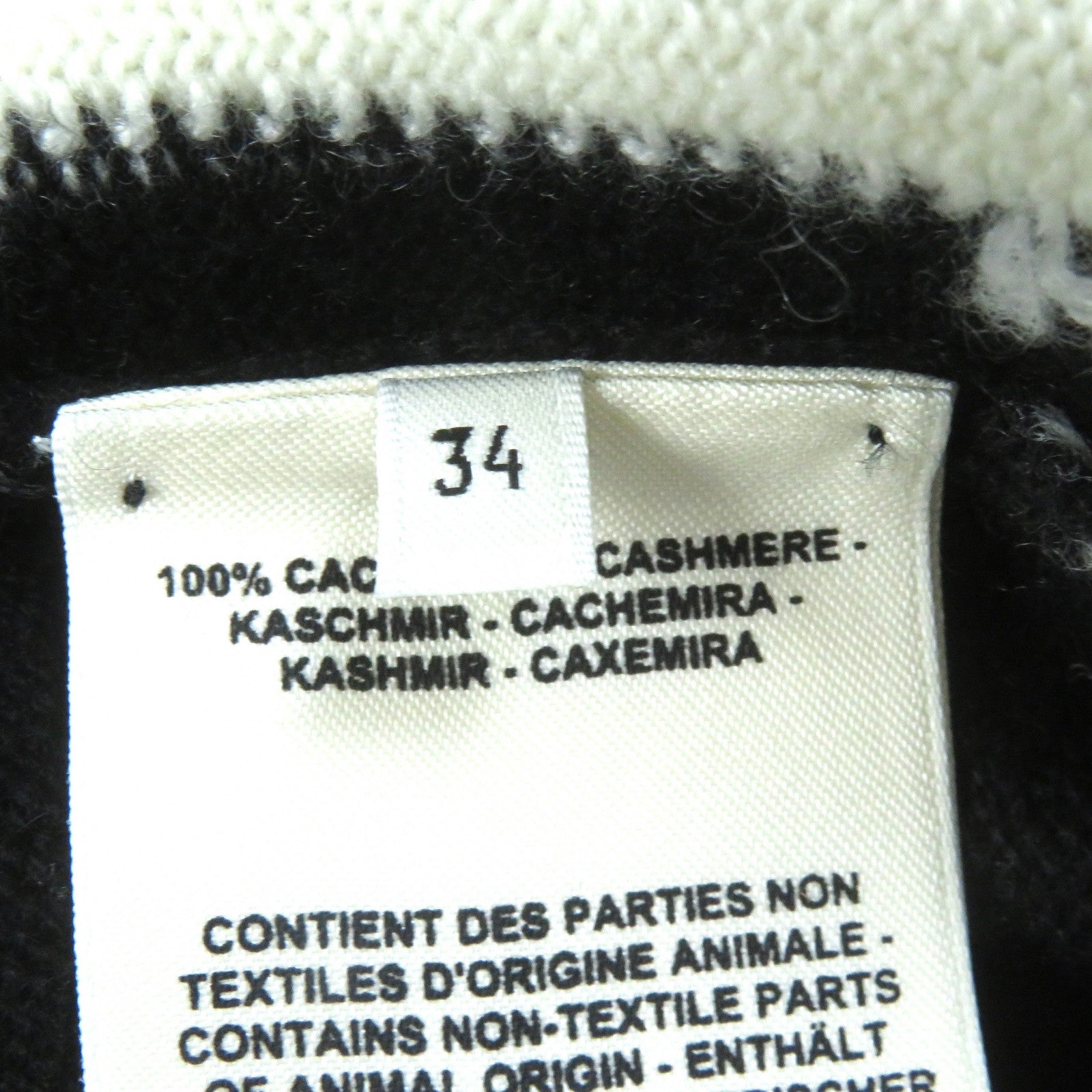 HERMES Cashmere Cardigan Black White 34 Women