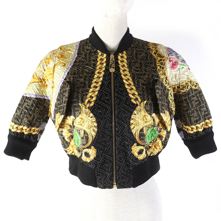 Fendi Versace Silk F Logo Baroque Blouson Jacket