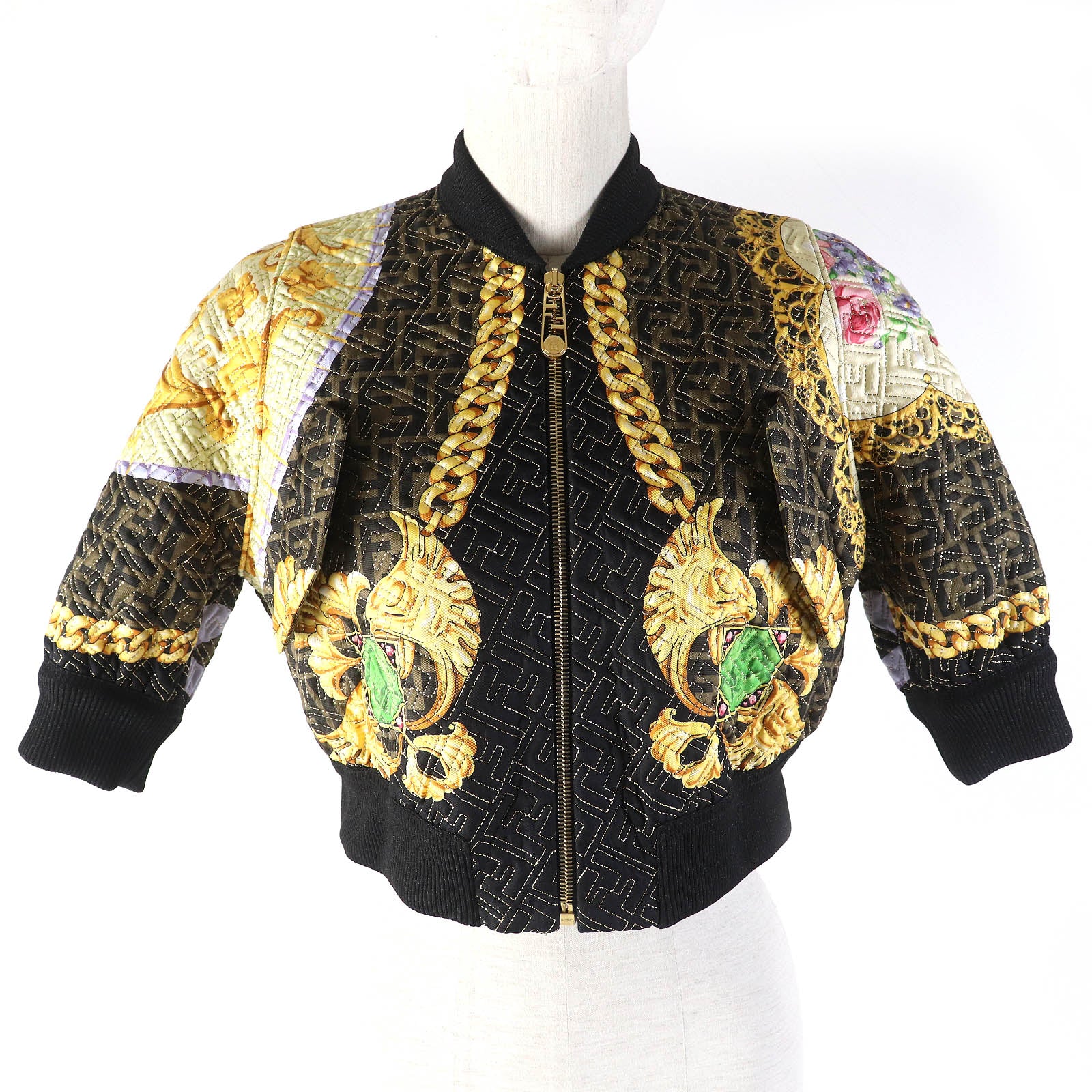 Fendi Versace F Logo Baroque Silk Blouson Jacket