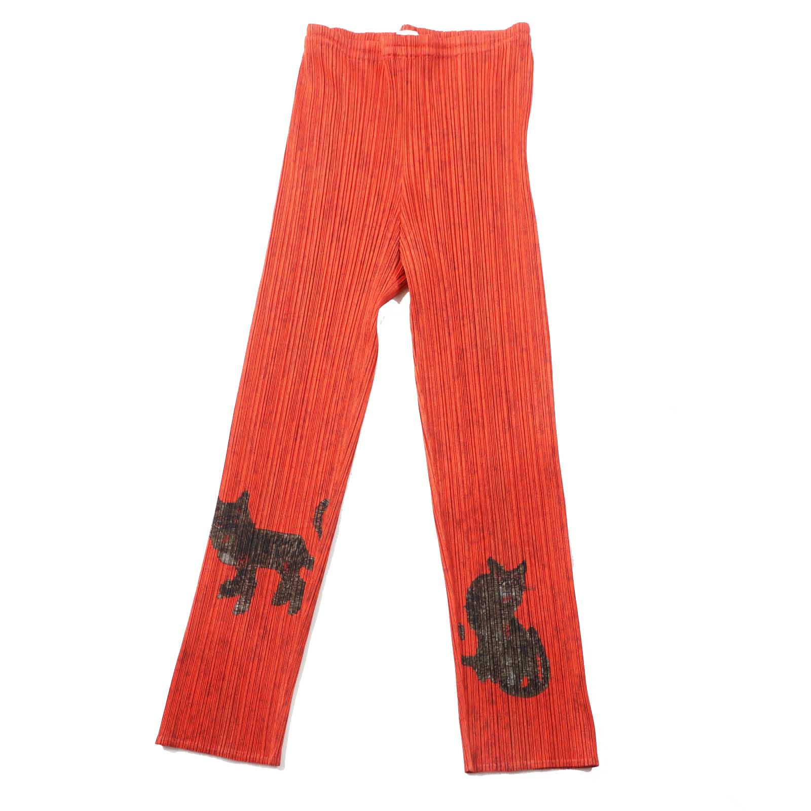 Vintage Tiger Cat Pants Polyester Orange