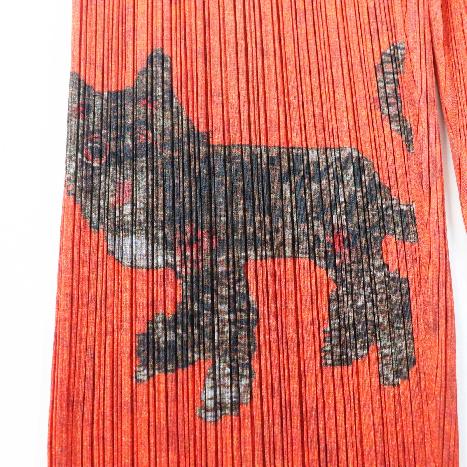 Vintage Tiger Cat Pants Polyester Orange