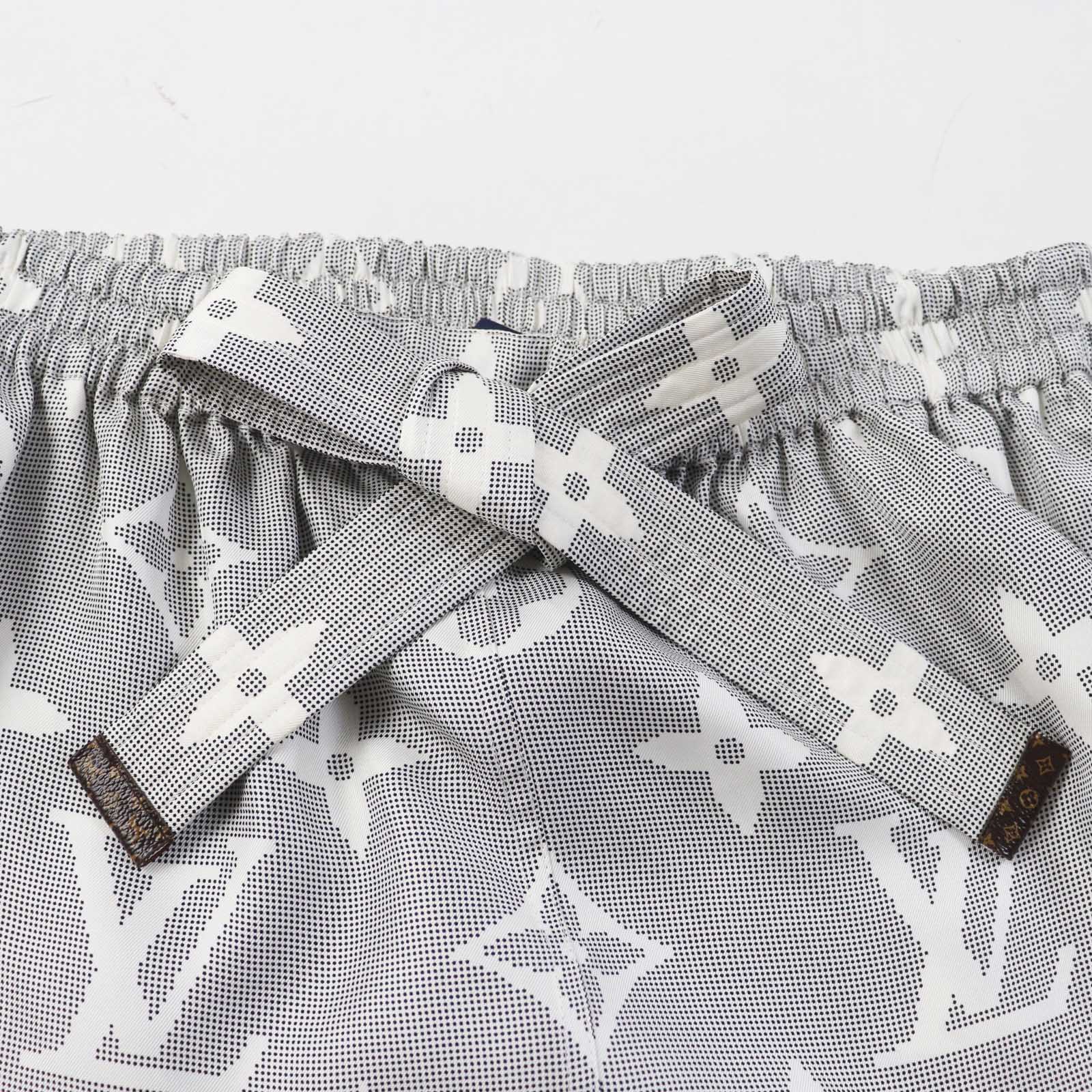 Louis Vuitton Silk Mahina Monogram Skirt Black White