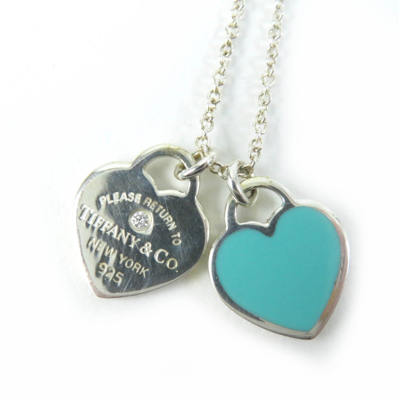 Tiffany & Co Mini Double Heart Tag Necklace AG925