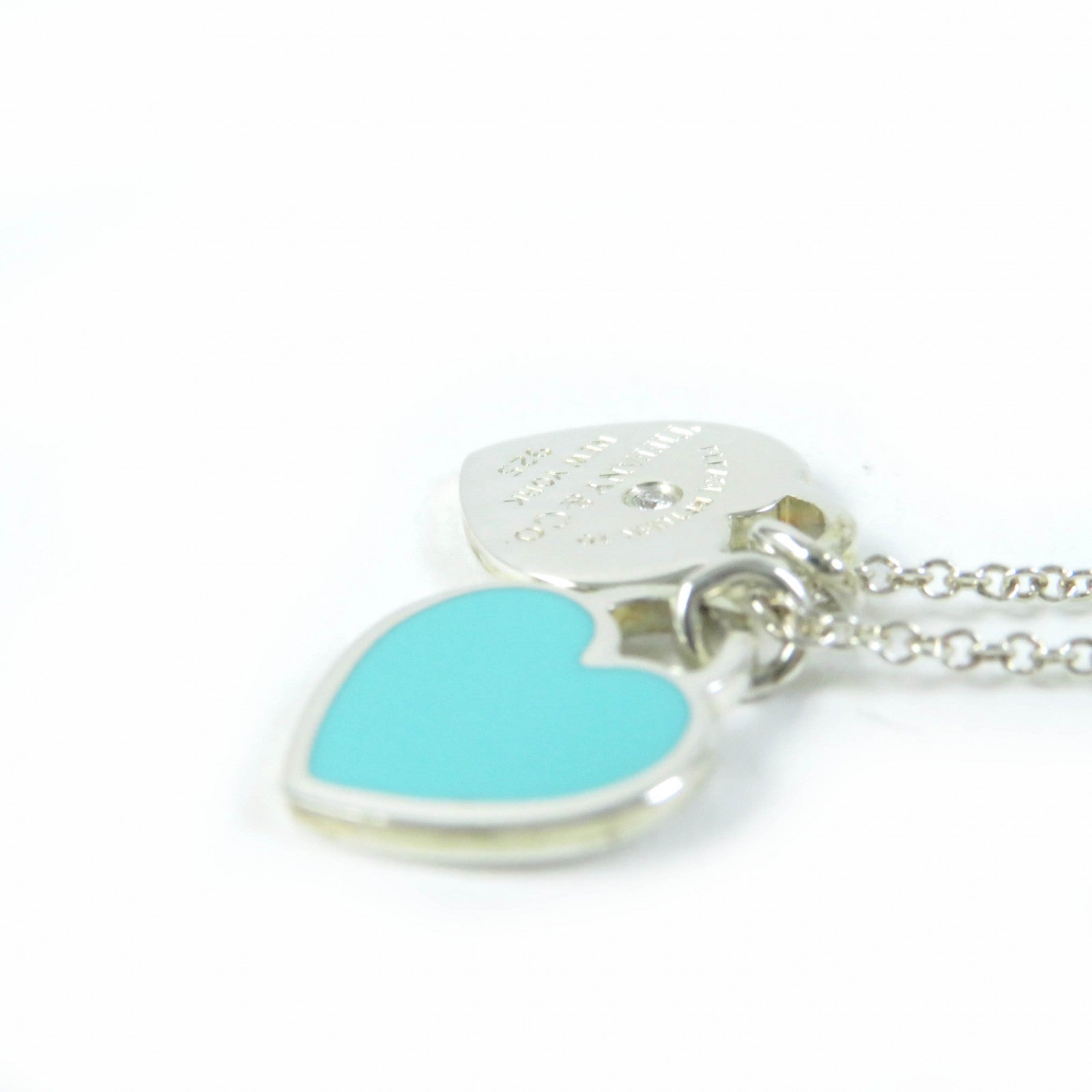 Tiffany & Co Mini Double Heart Tag Necklace AG925