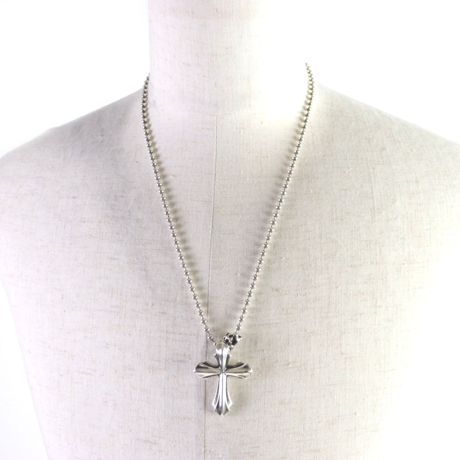 SV925 Cross Pendant Ball Chain Necklace