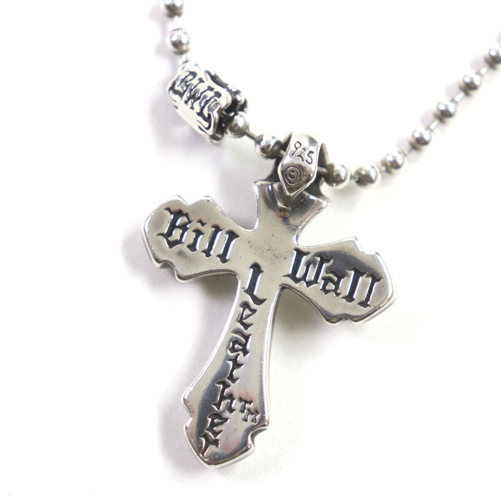 SV925 Cross Pendant Ball Chain Necklace