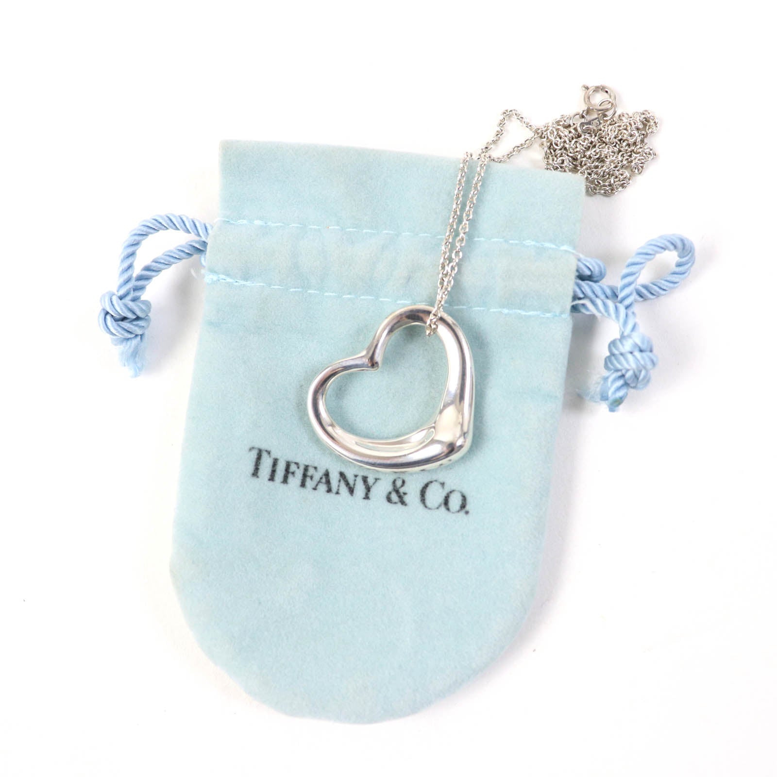 Tiffany & Co El Saperetti Open Heart Necklace SV925