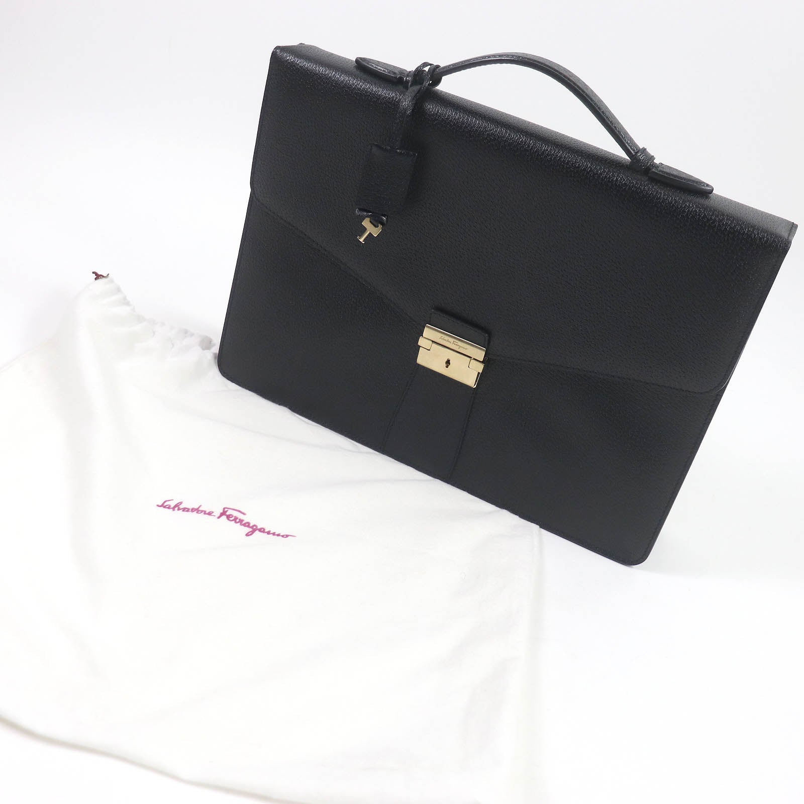 Salvatore Ferragamo Leather Briefcase Black