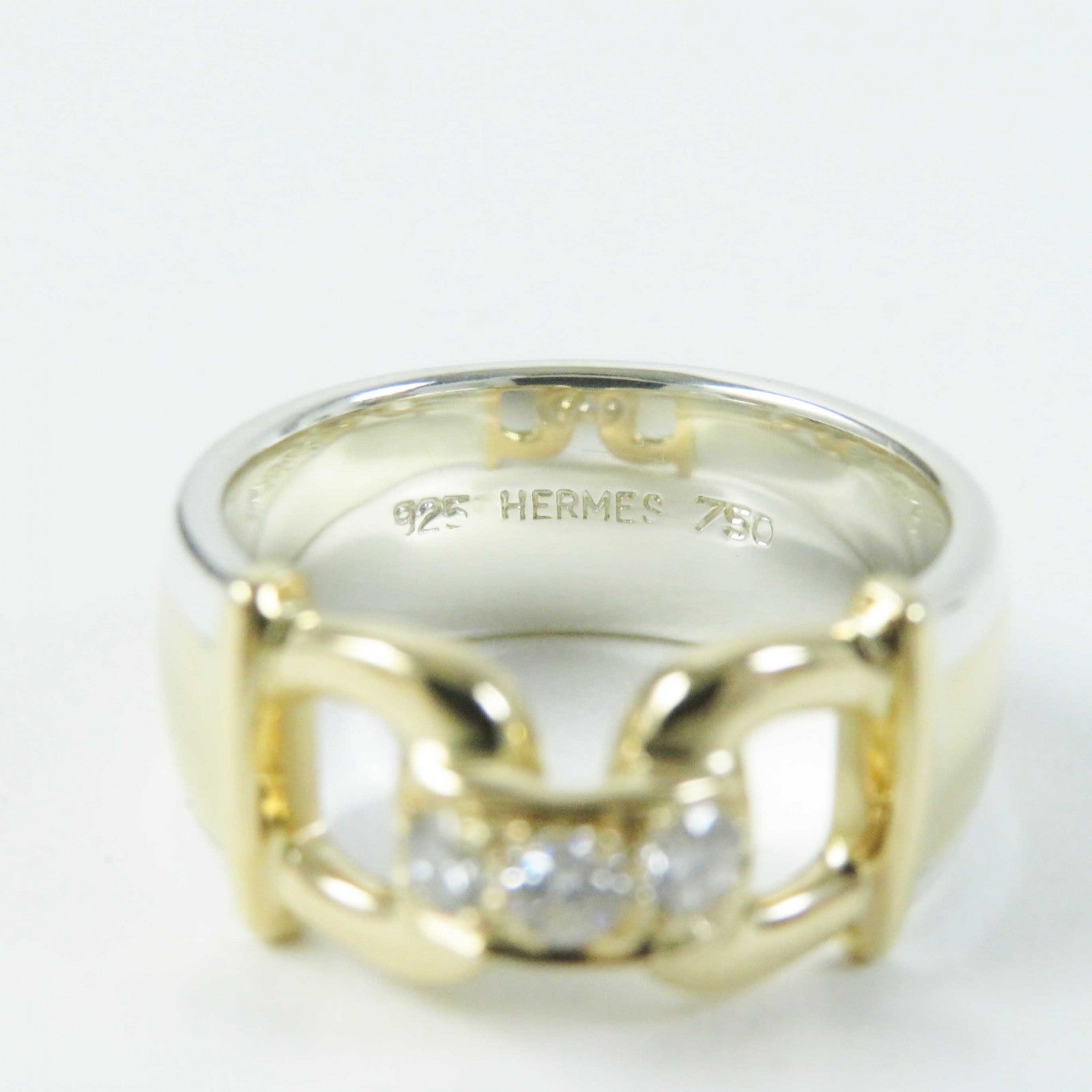 Hermes Diamond Horseshoe Ring SV925 750 Silver Gold