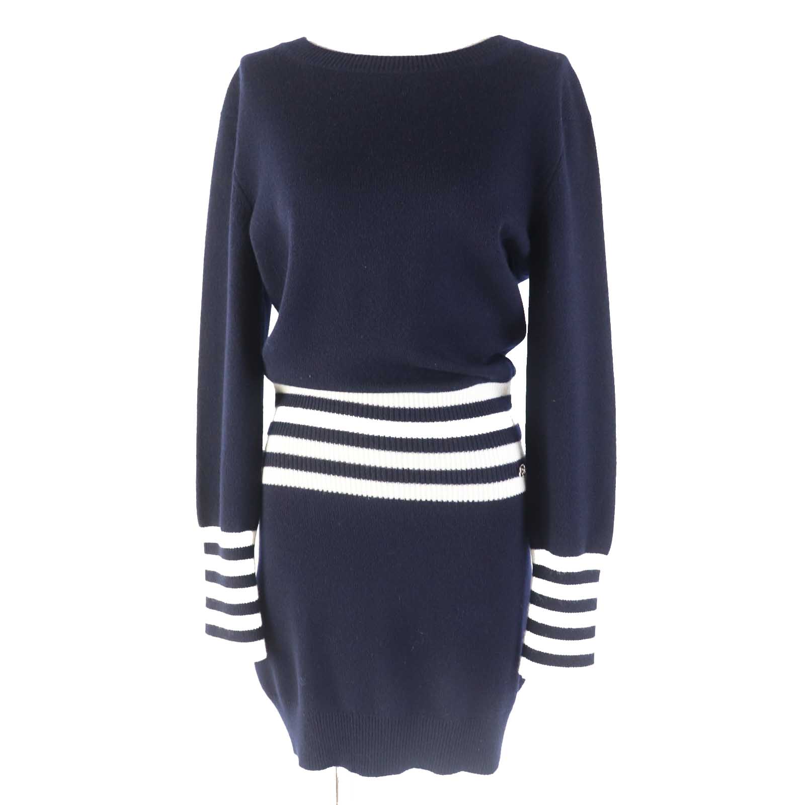 Chanel Cashmere Dress P55370 Navy 38