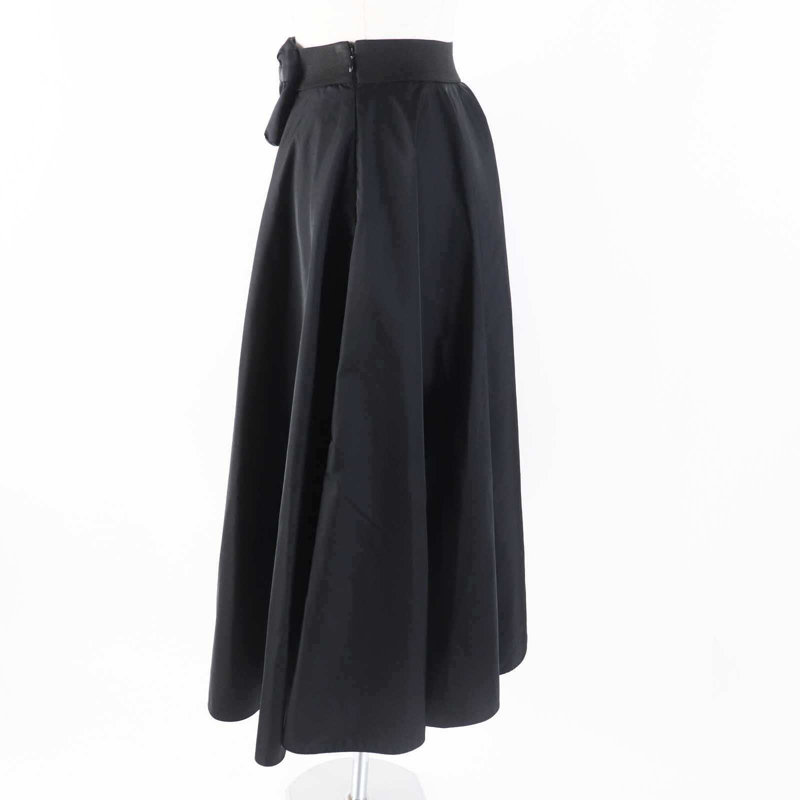 Prada Polyamide Leather Flare Skirt Black 38