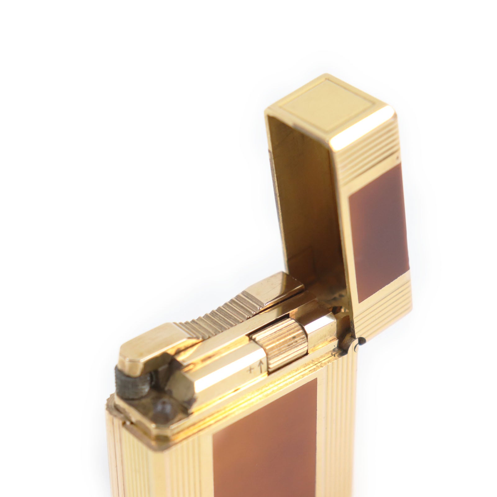 Dupont Line 1 Lacquer Roller Gas Lighter Brown Gold