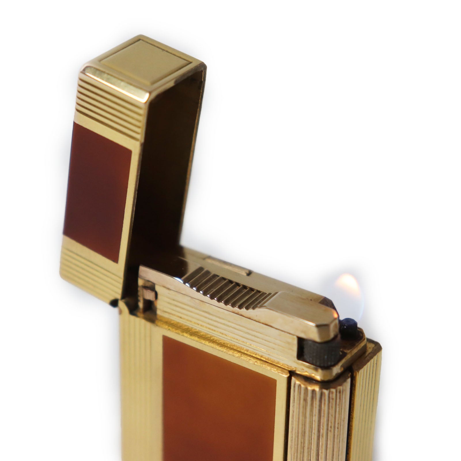 Dupont Line 1 Lacquer Roller Gas Lighter Brown Gold