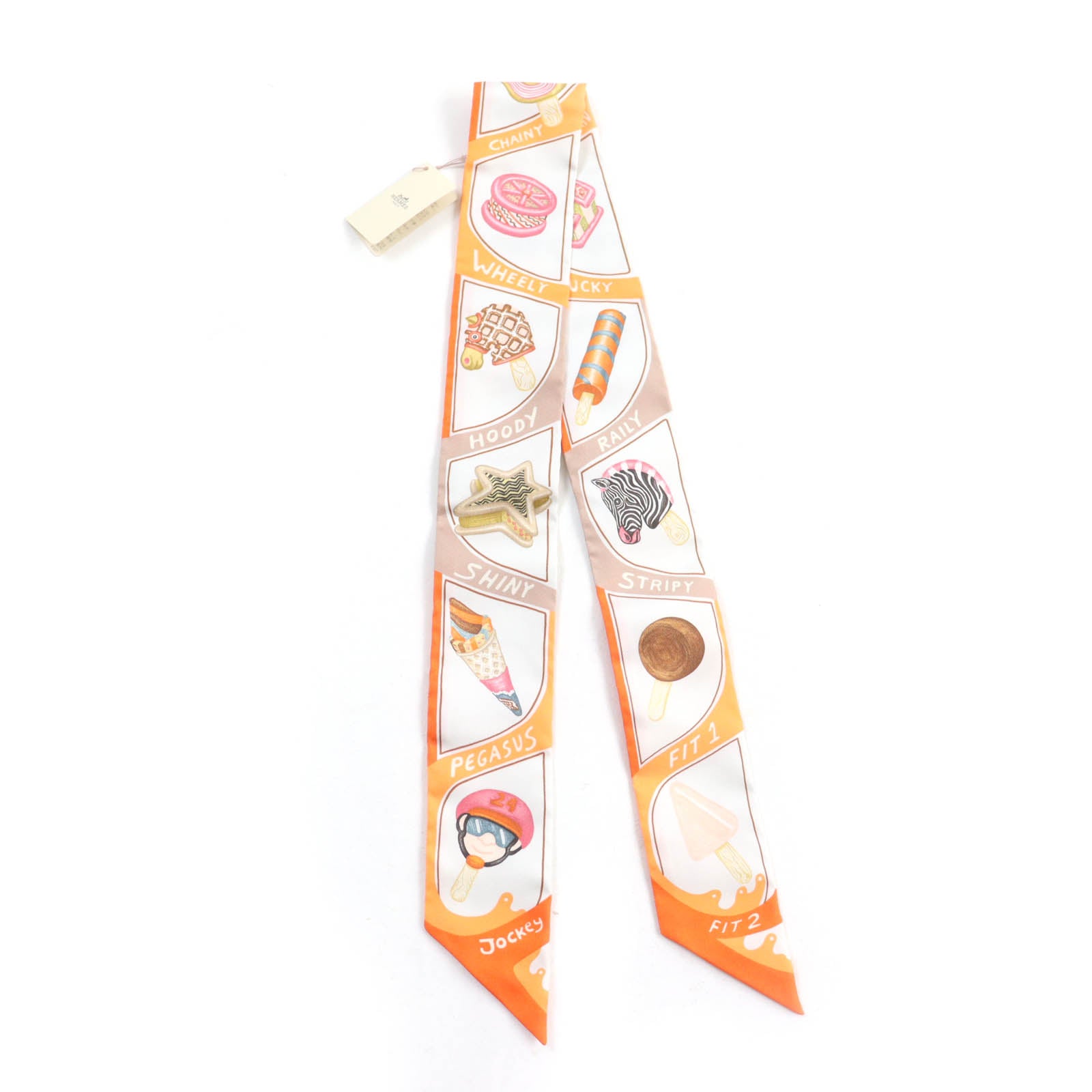 HERMES FUNNY ICE CREAM Silk Twilly Scarf