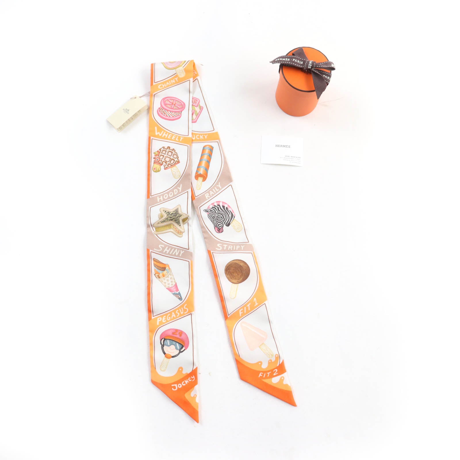 HERMES FUNNY ICE CREAM Silk Twilly Scarf