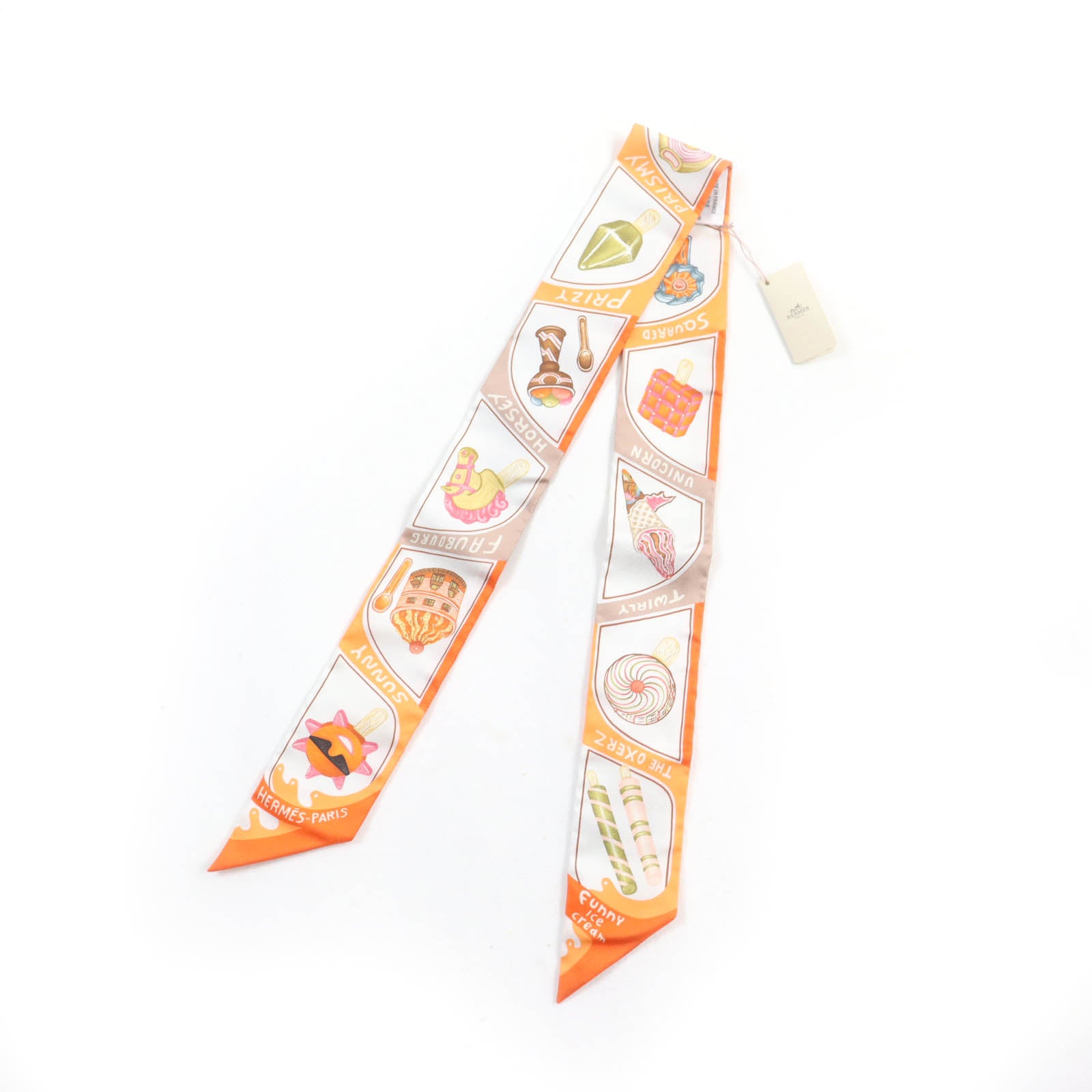 HERMES FUNNY ICE CREAM Silk Twilly Scarf