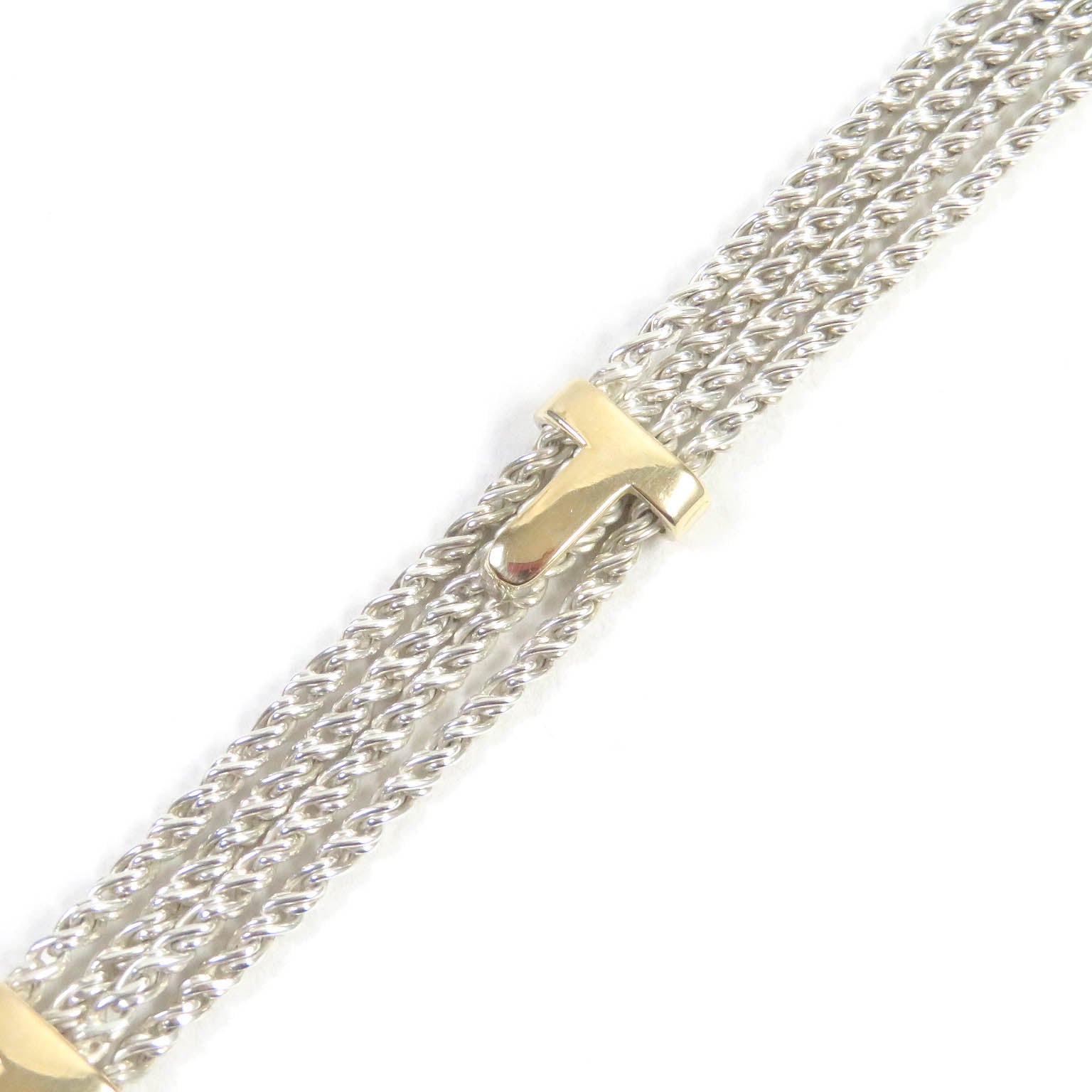 Tiffany & Co T Logo Chain Bracelet Silver Gold