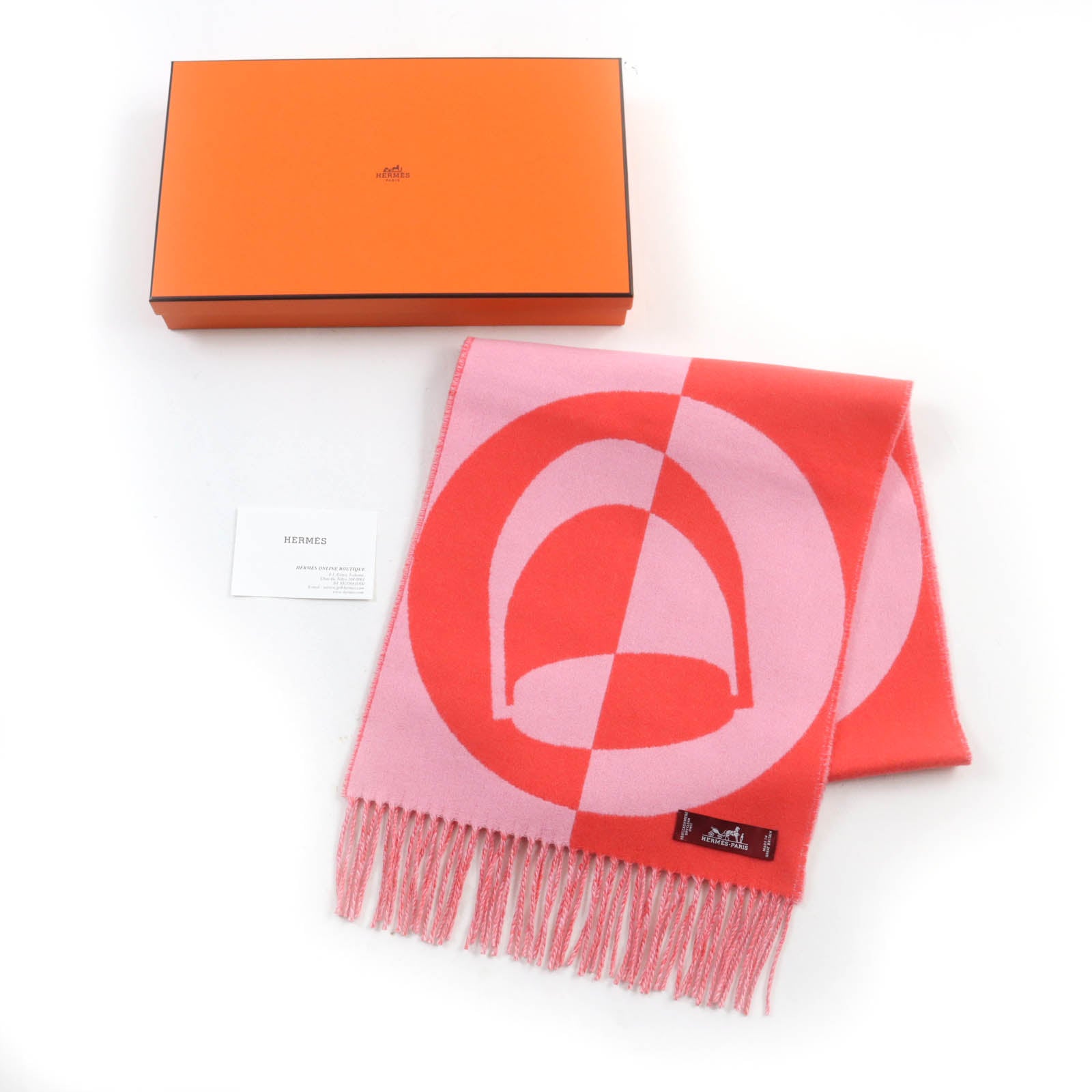 HERMES 100% Cashmere Scarf with Fringe