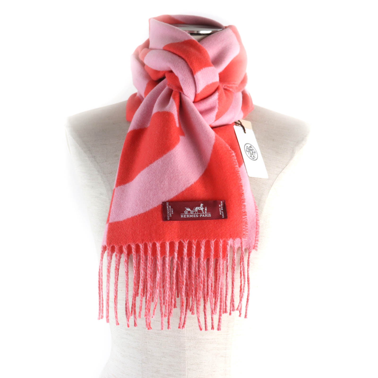 HERMES 100% Cashmere Scarf with Fringe