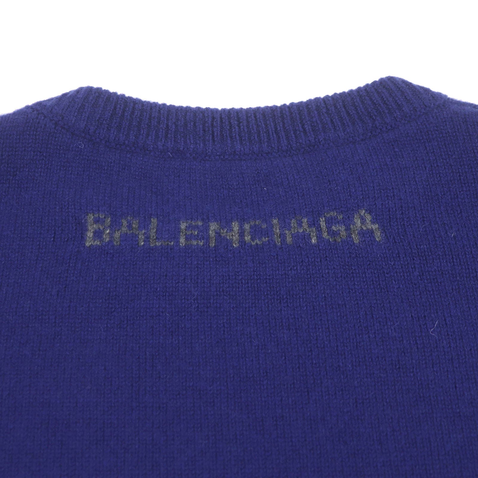 Balenciaga Cashmere Logo Knit Sweater Blue XS