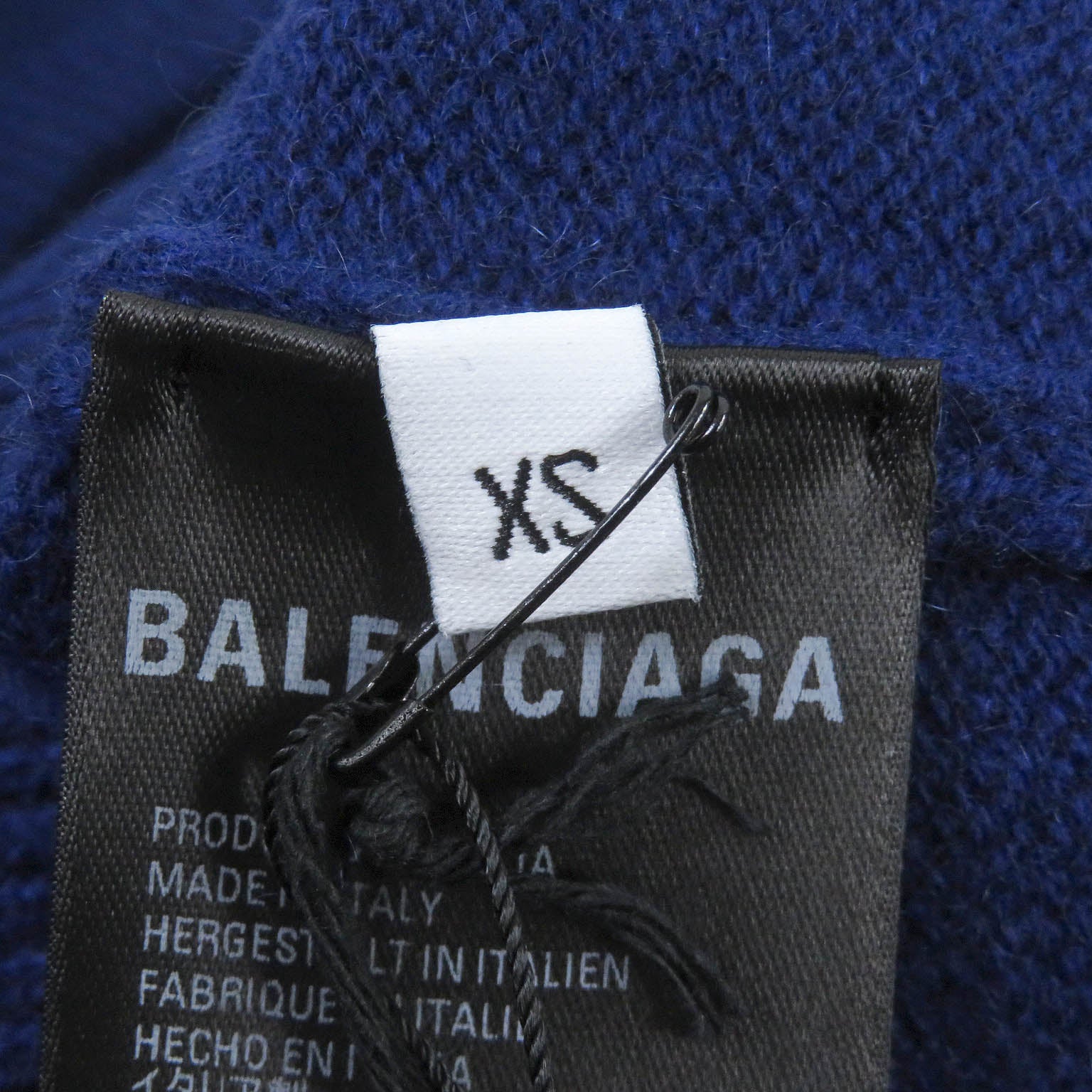 Balenciaga Cashmere Logo Knit Sweater Blue XS