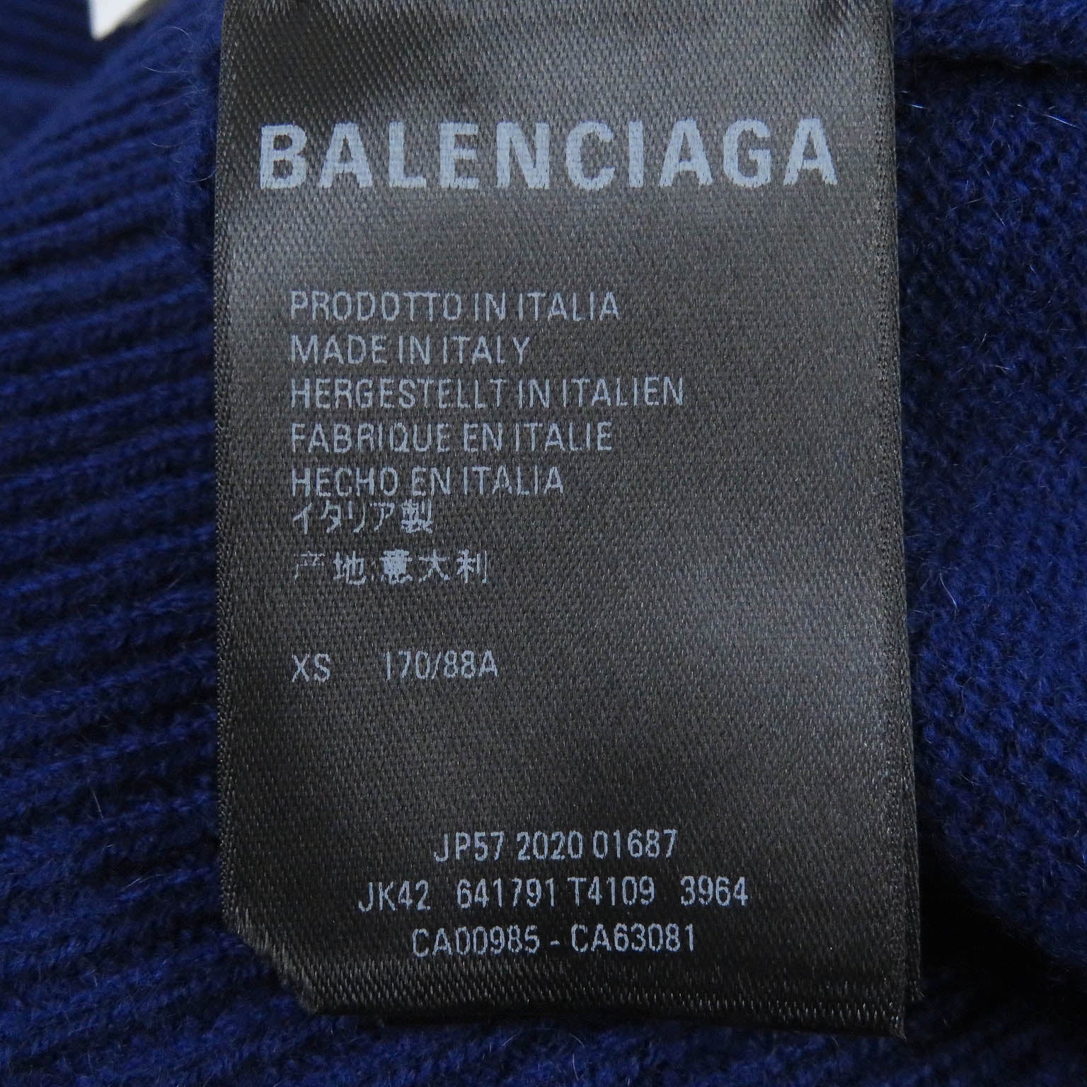 Balenciaga Cashmere Logo Knit Sweater Blue XS