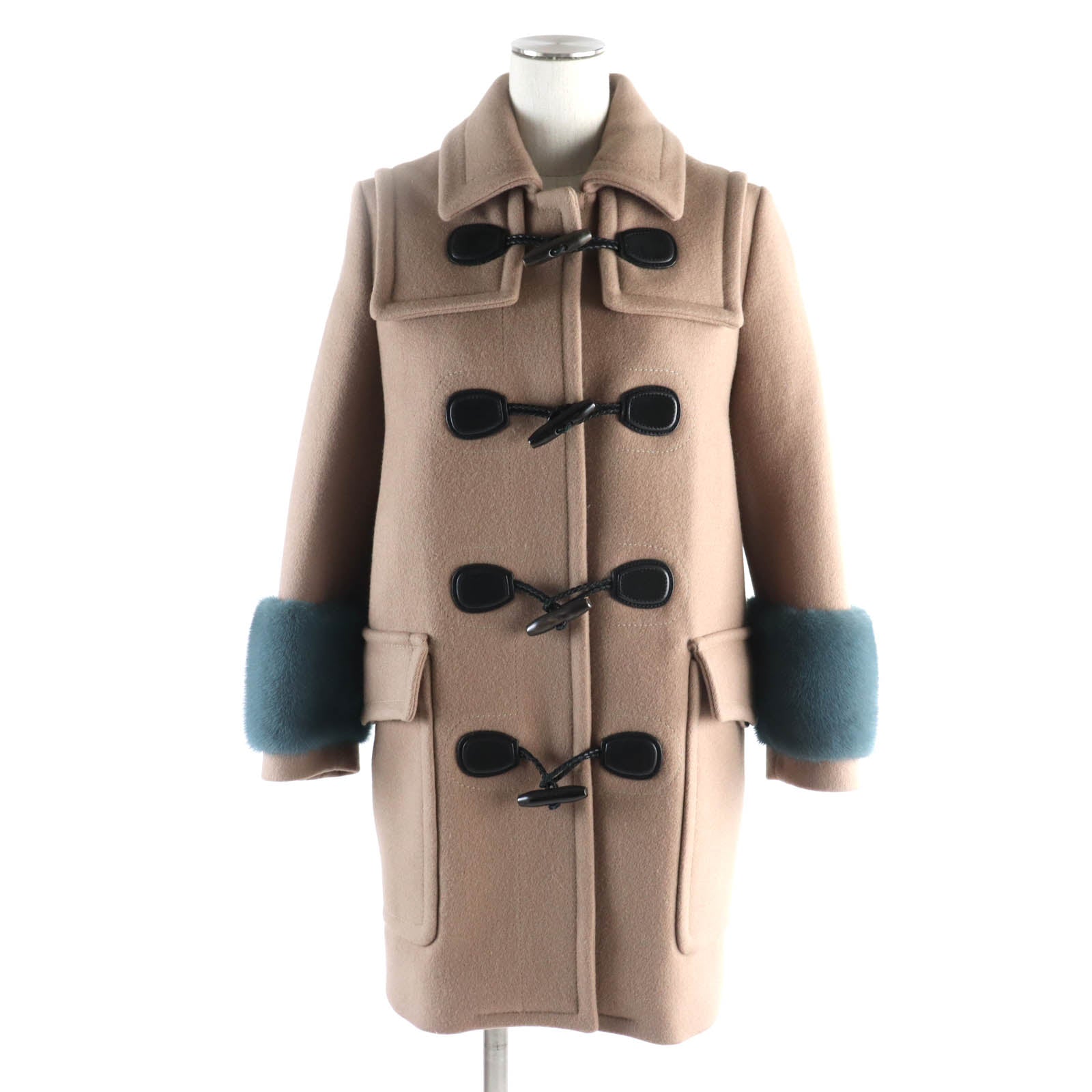 Gucci Wool Leather Mink Duffel Coat Women