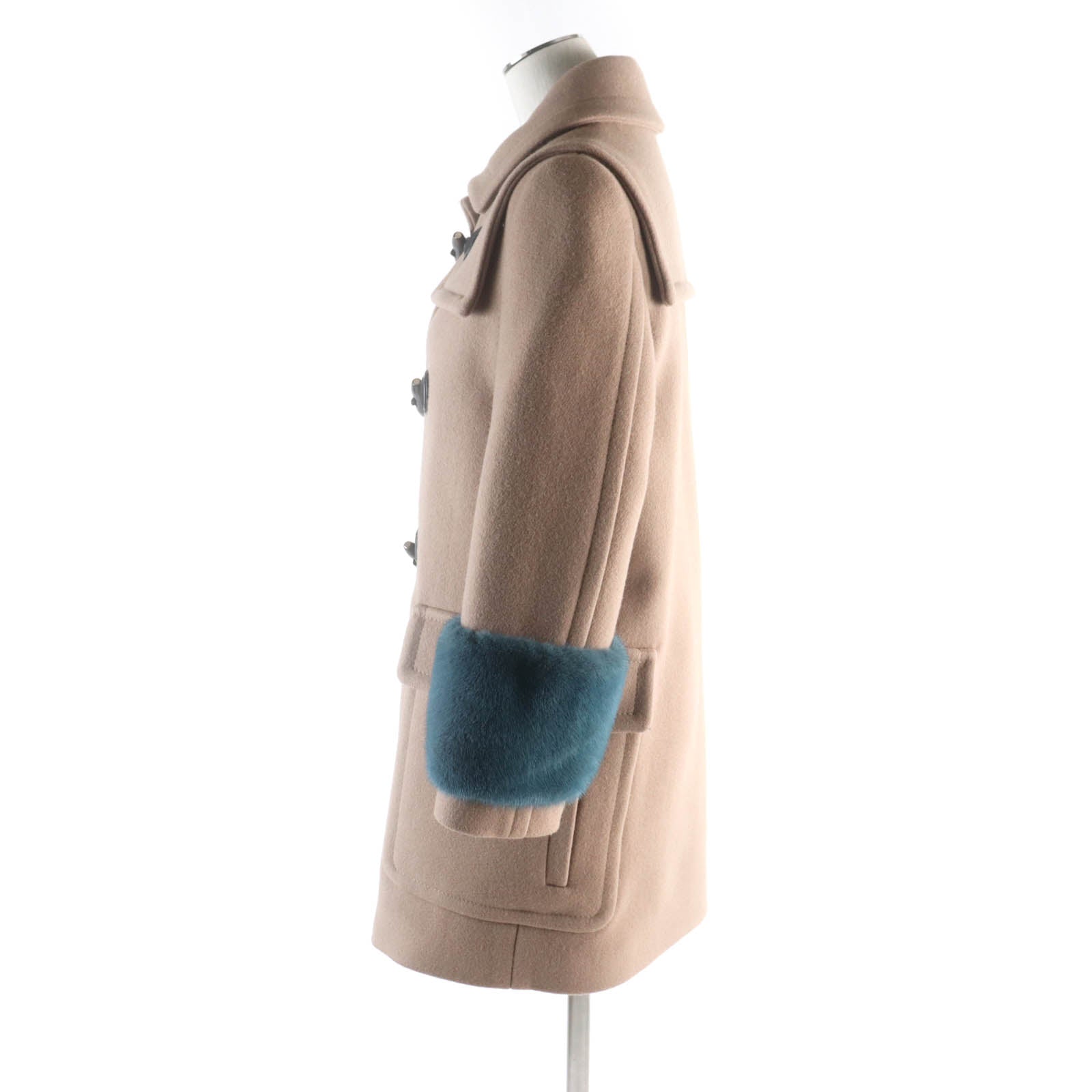 Gucci Wool Leather Mink Duffel Coat Women