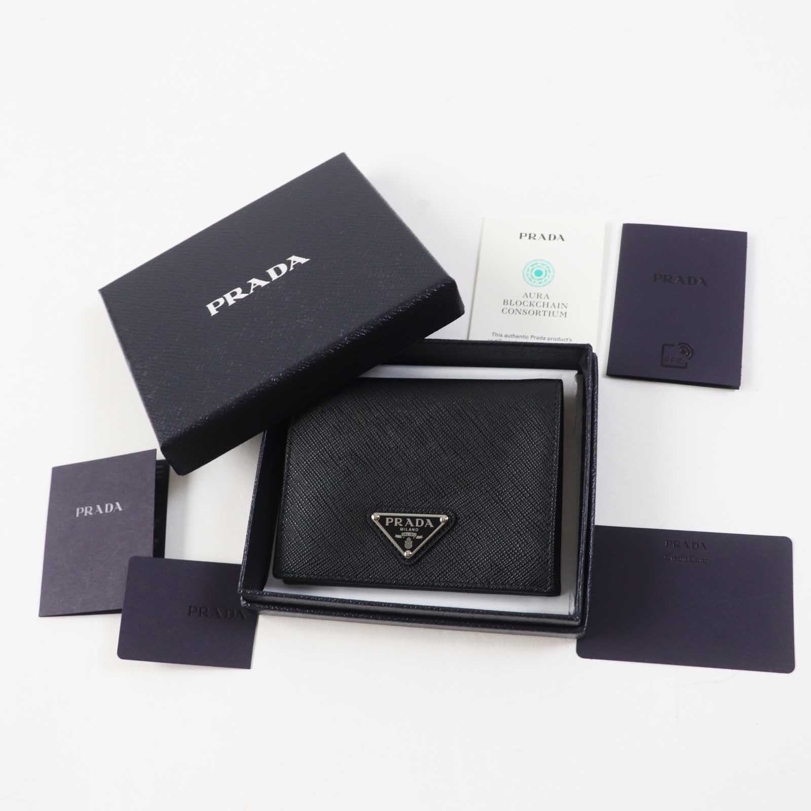 PRADA Saffiano Leather Bifold Wallet Black