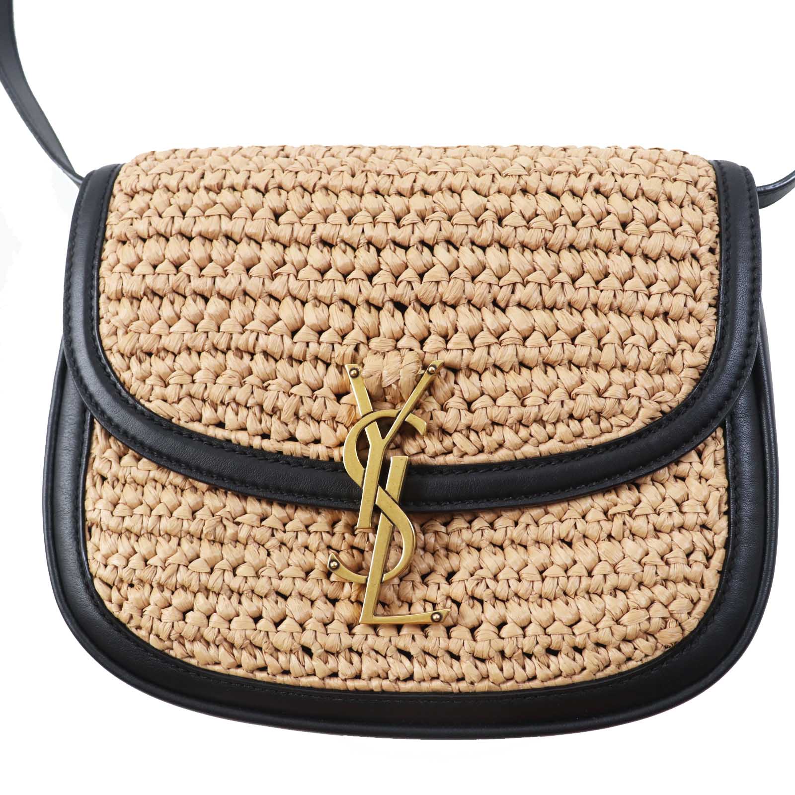 Saint Laurent Kaia Raffia Leather Shoulder Bag