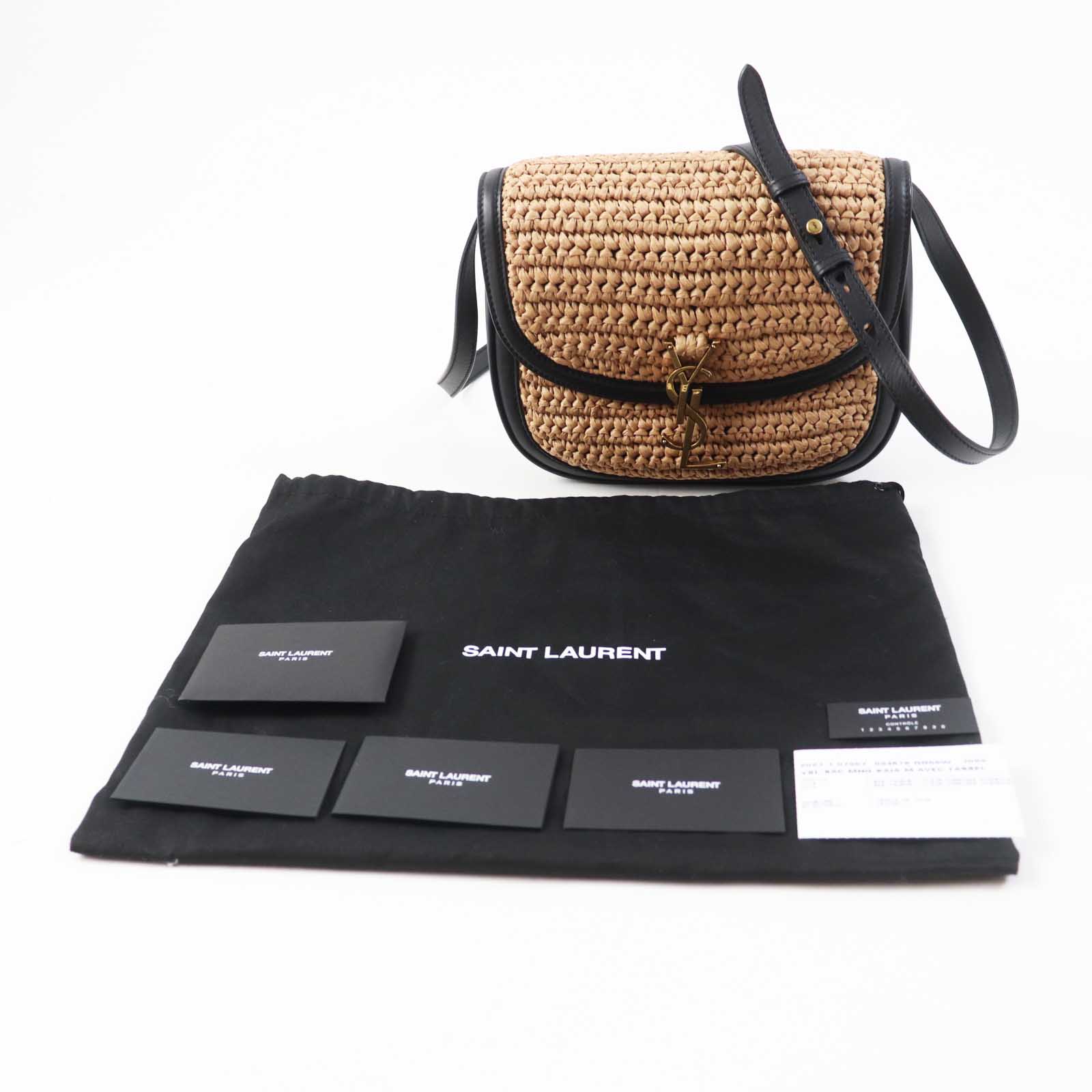 Saint Laurent Kaia Raffia Leather Shoulder Bag