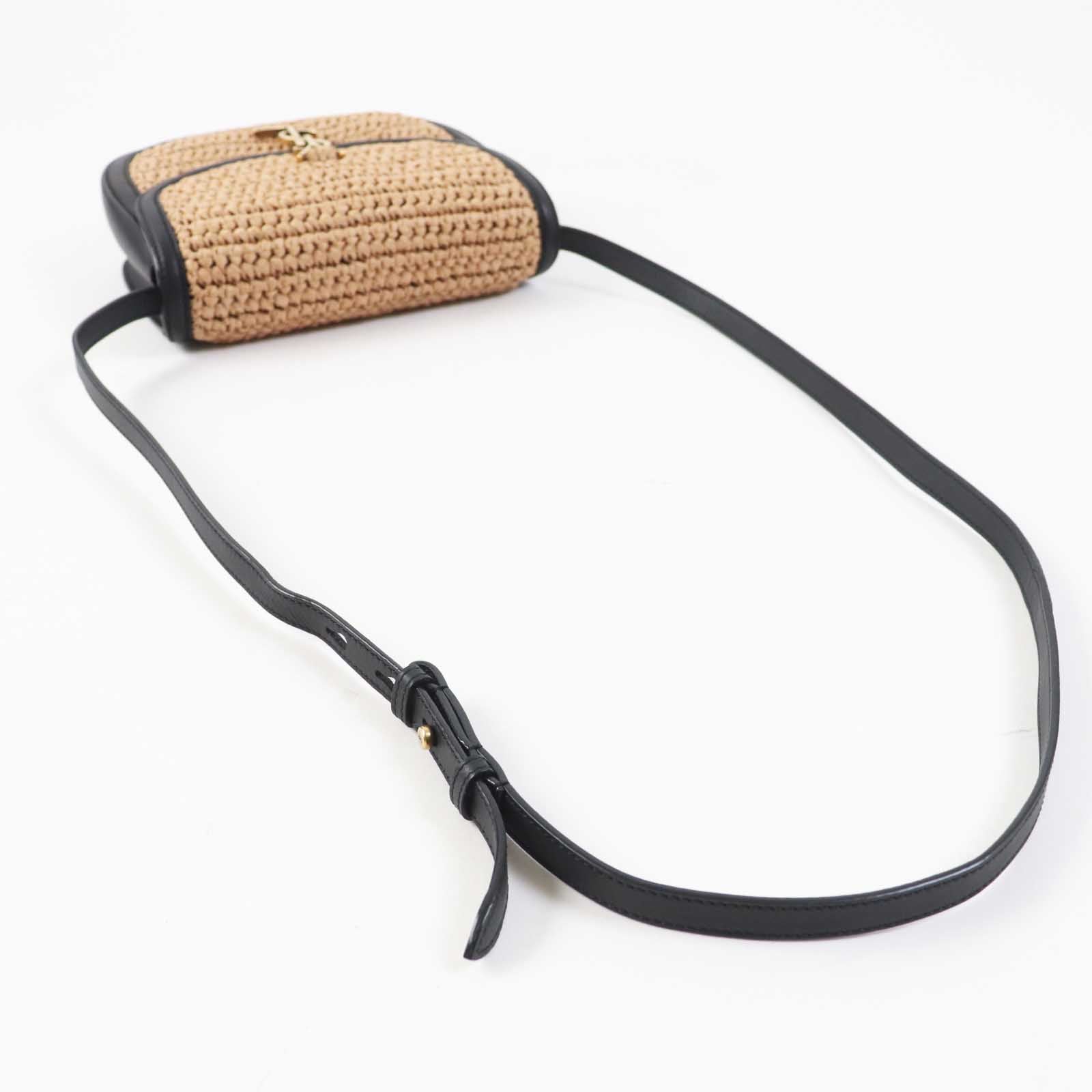 Saint Laurent Kaia Raffia Leather Shoulder Bag