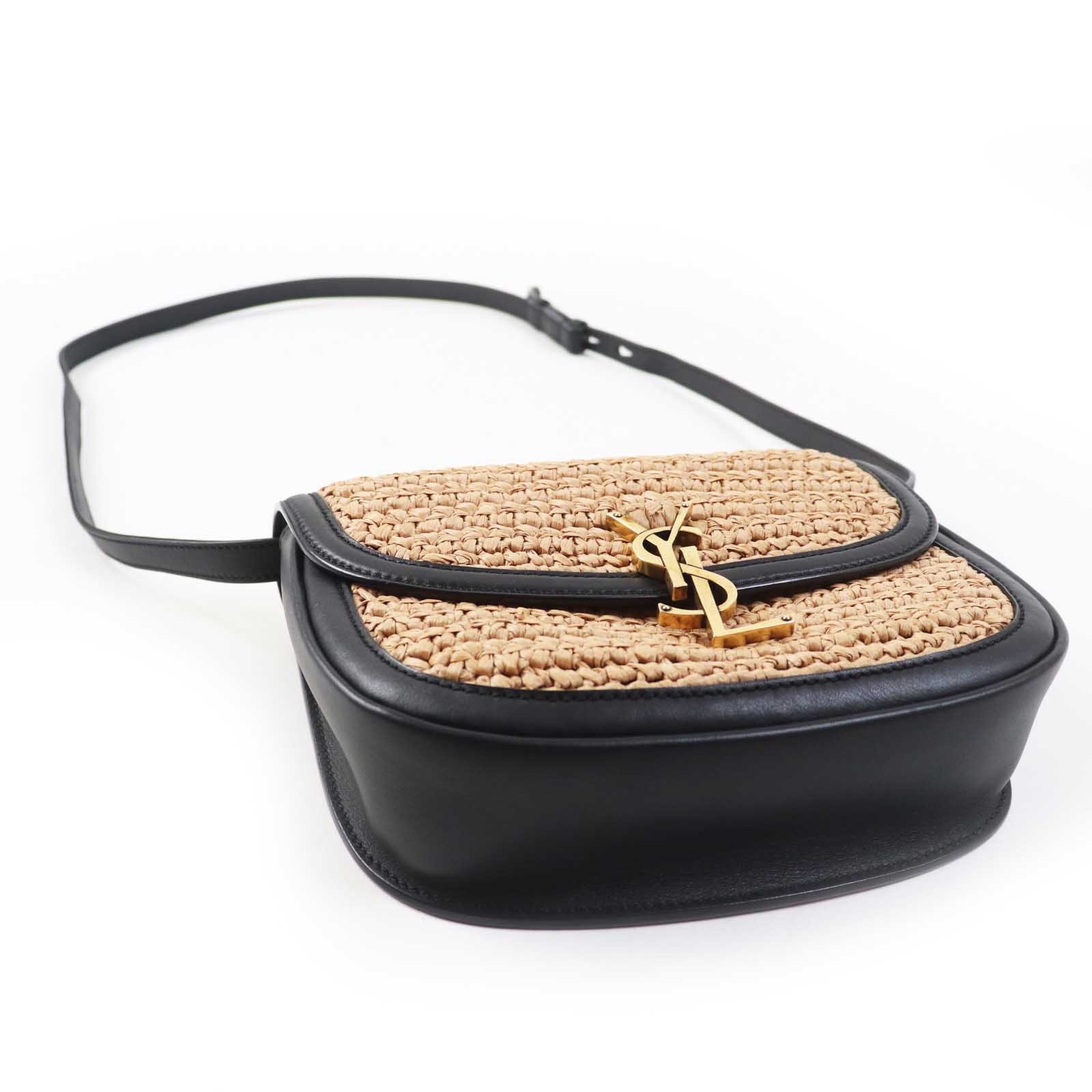 Saint Laurent Kaia Raffia Leather Shoulder Bag