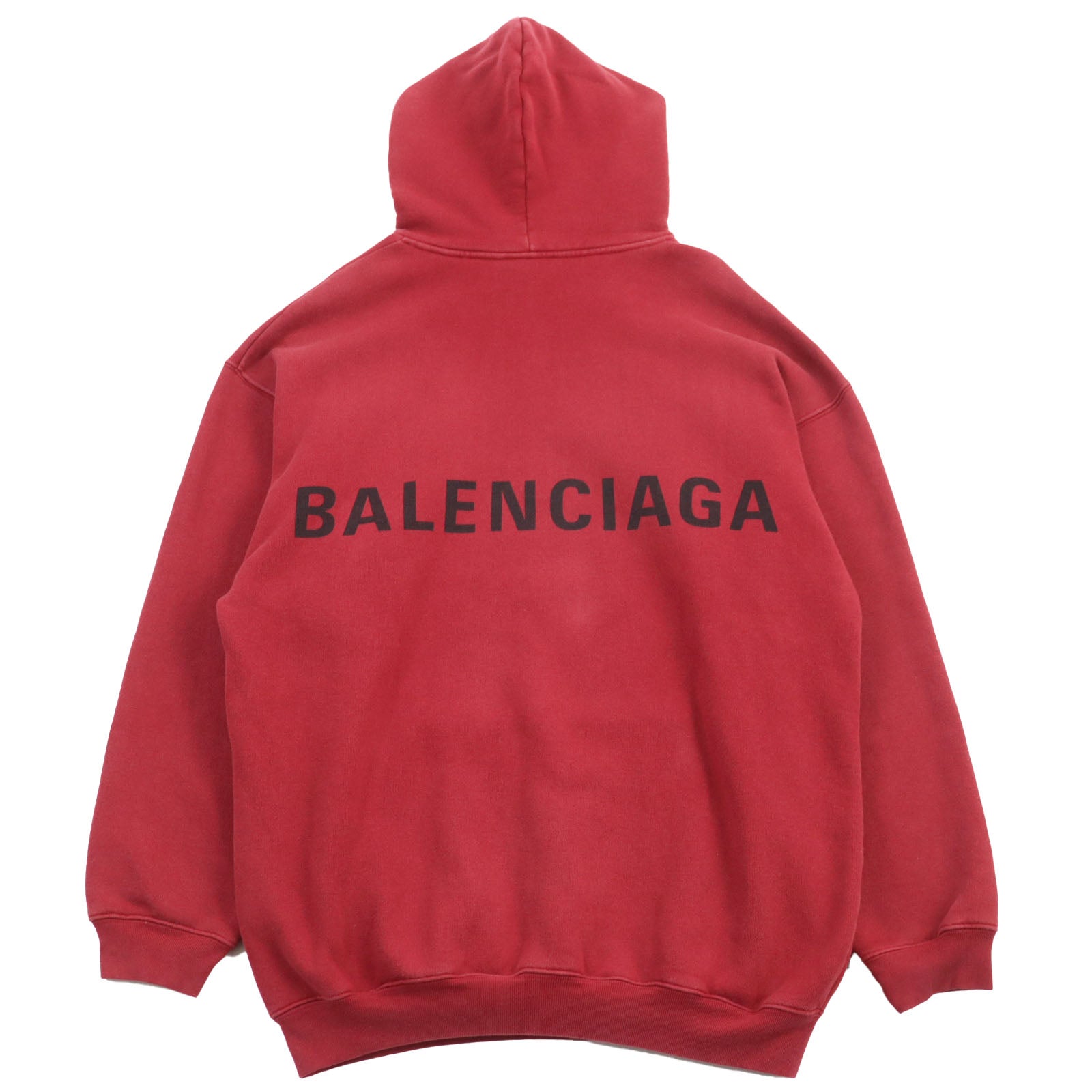 Balenciaga Cotton Back Logo Hoodie Red M