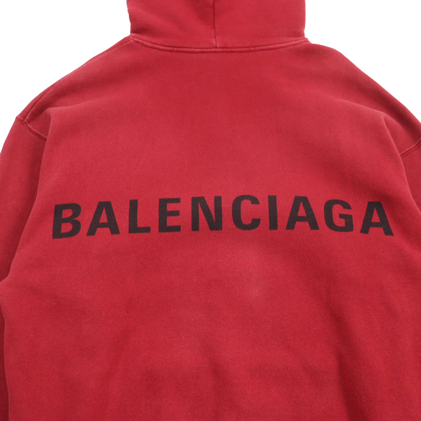 Balenciaga Cotton Back Logo Hoodie Red M