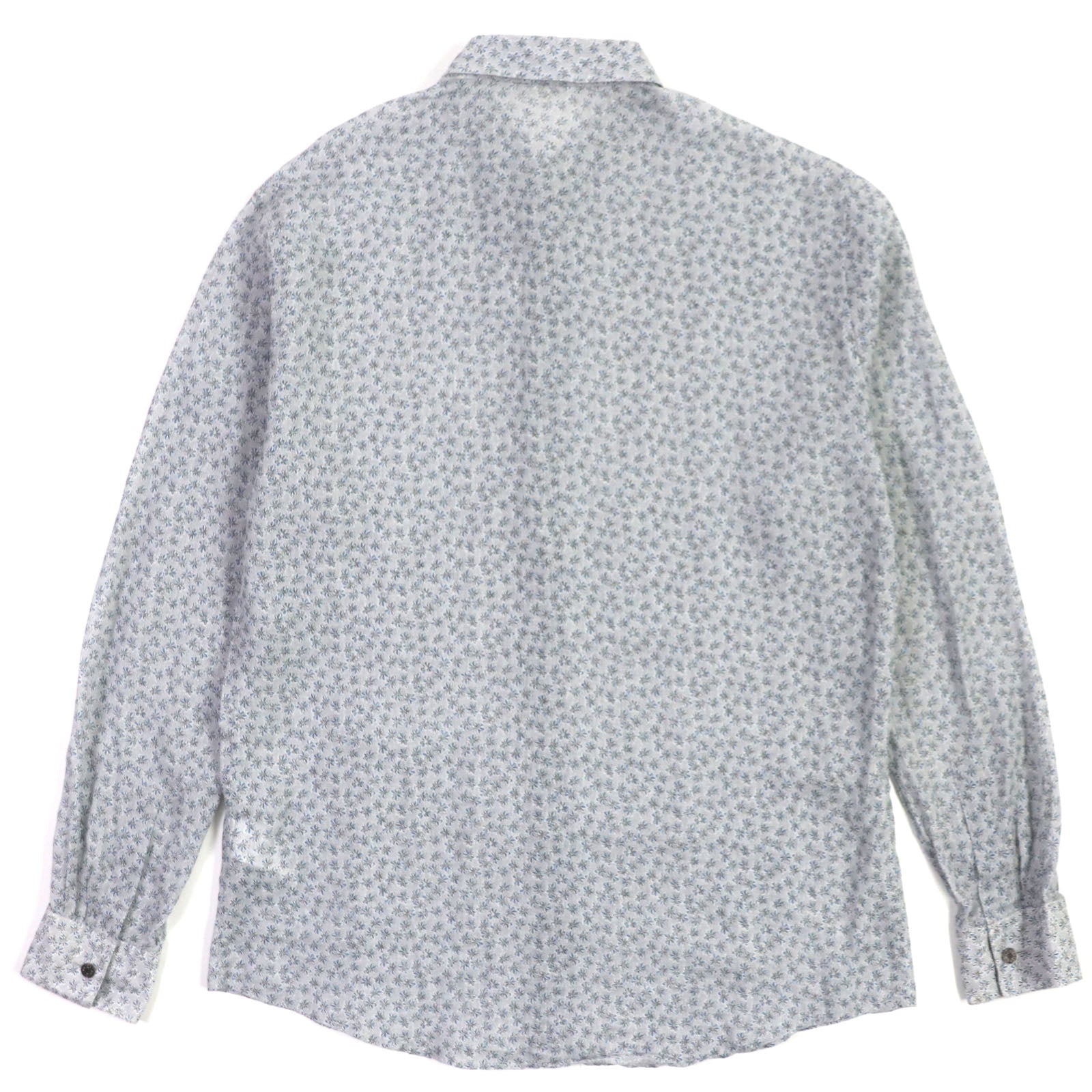 HERMES Floral Print Linen Long Sleeve Shirt