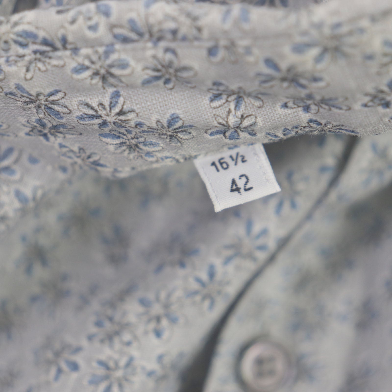 HERMES Floral Print Linen Long Sleeve Shirt