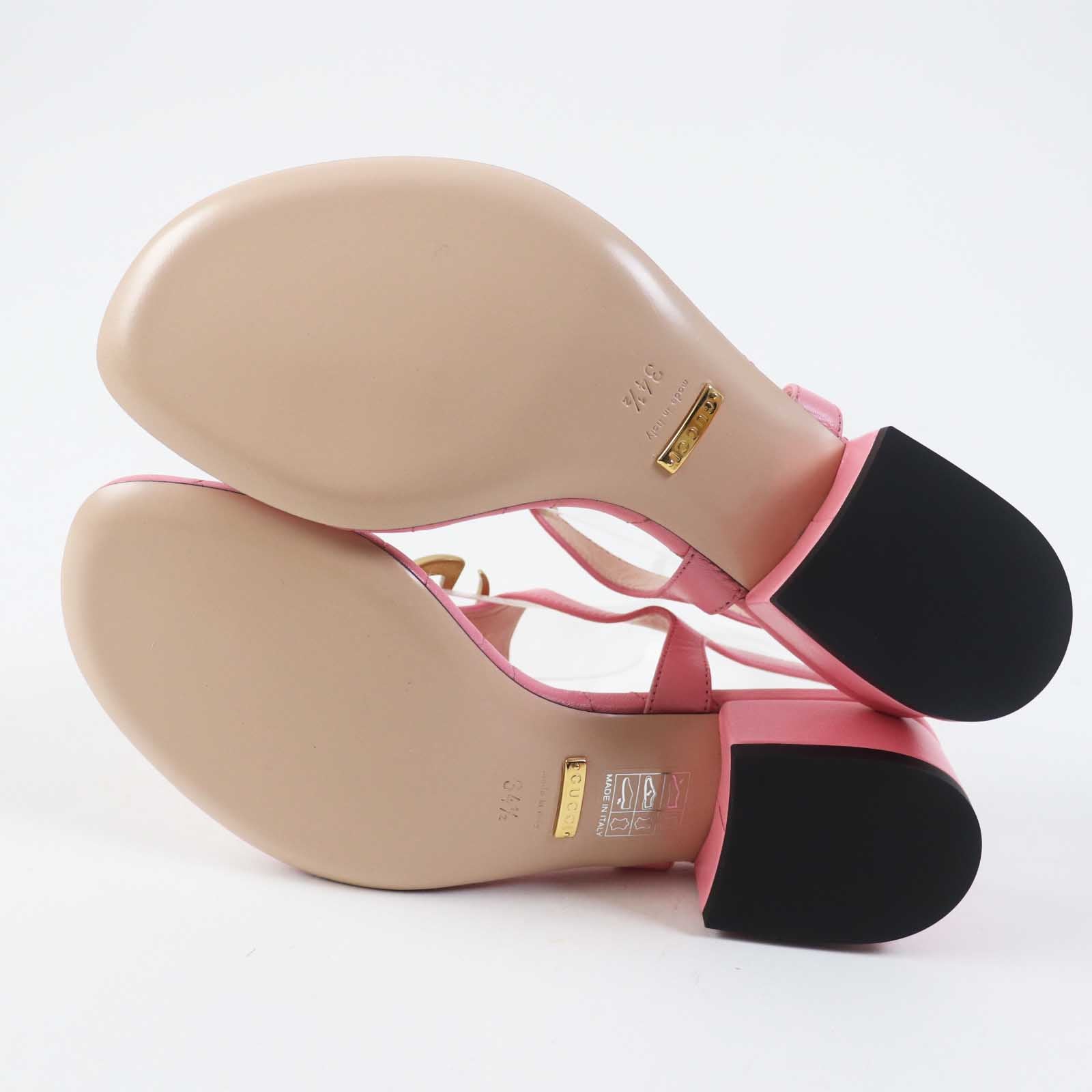 Gucci GG Marmont Leather Sandals Pink Gold