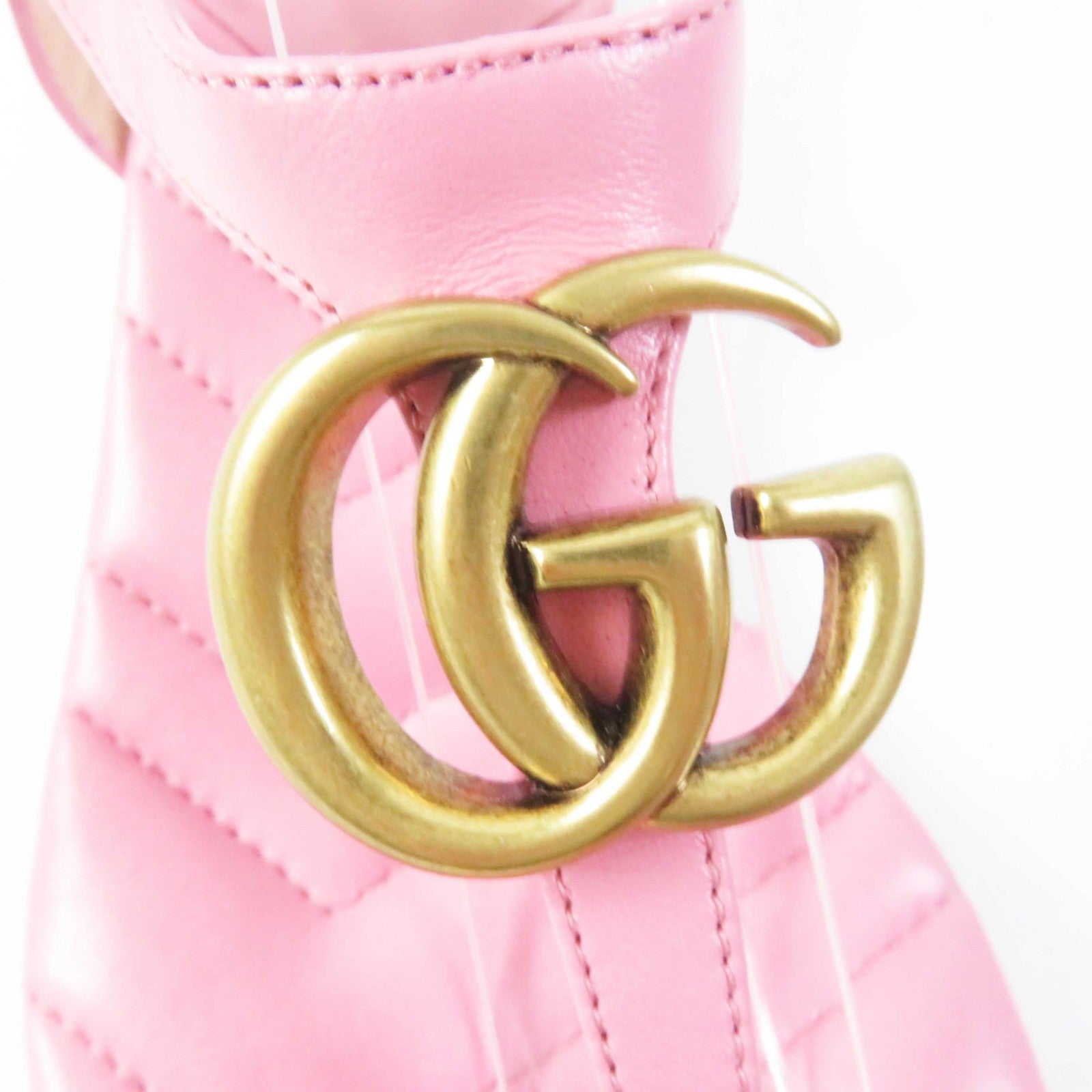 Gucci GG Marmont Leather Sandals Pink Gold