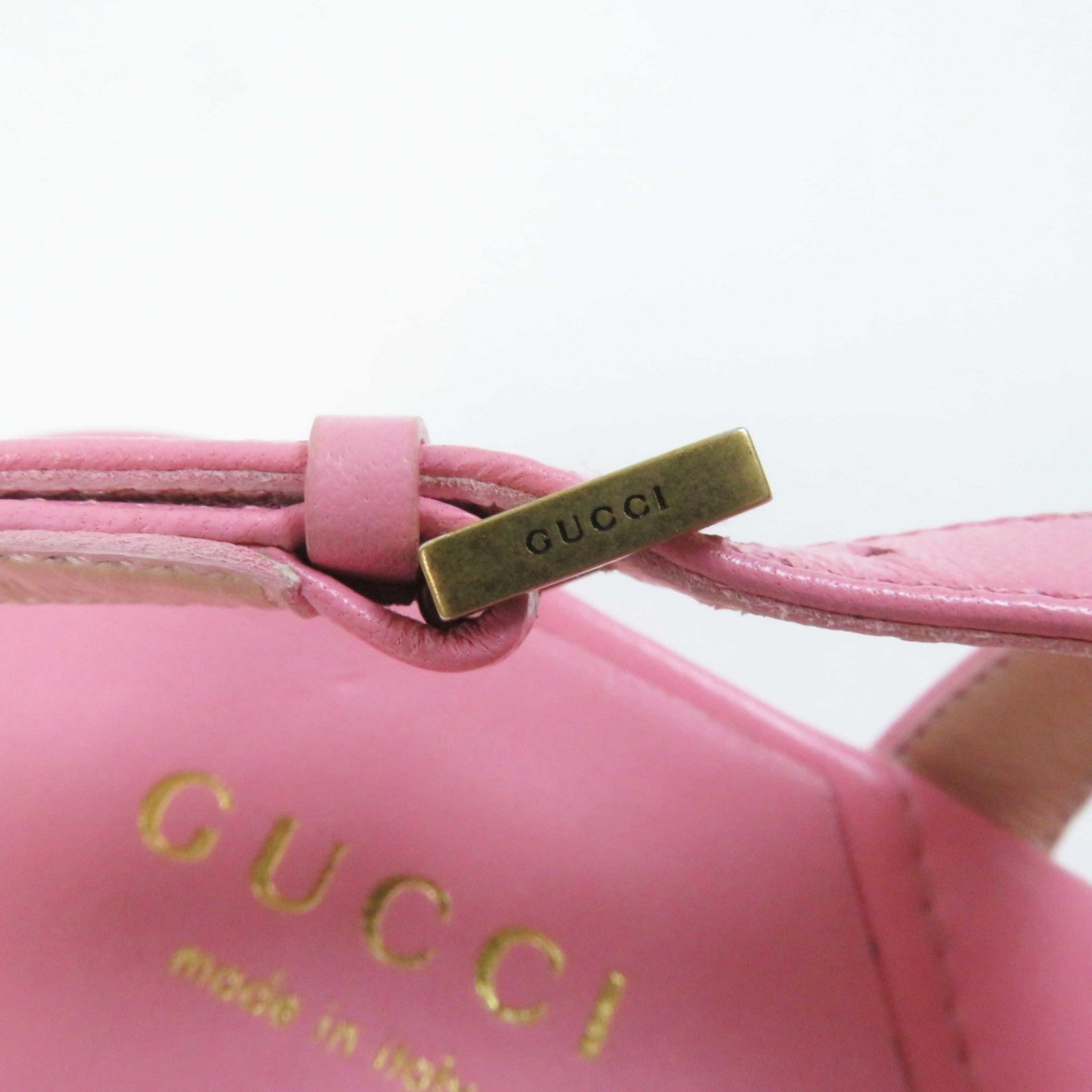 Gucci GG Marmont Leather Sandals Pink Gold